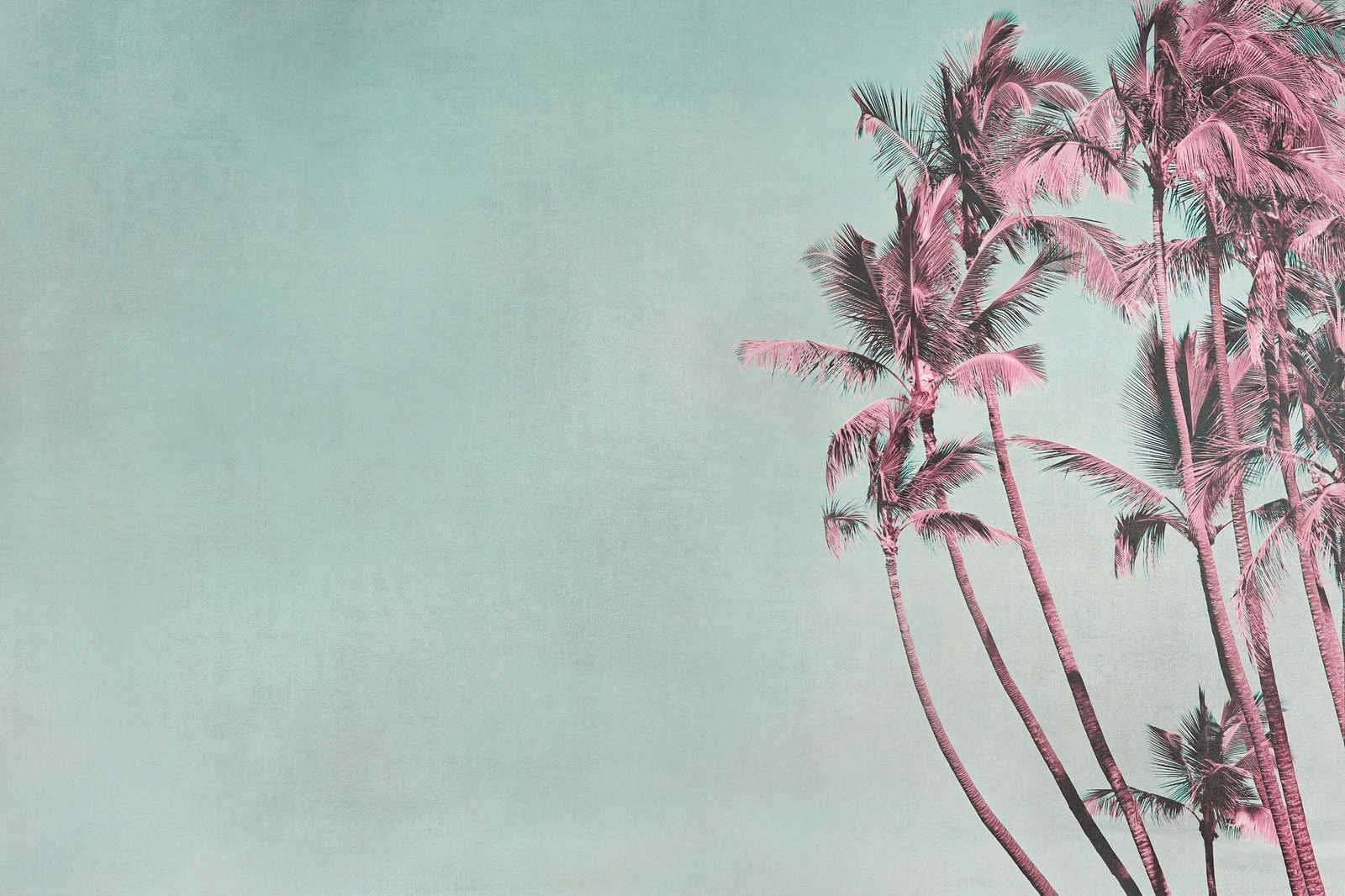             Pittura su tela di palma Brezza tropicale in turchese e rosa - 0,90 m x 0,60 m
        
