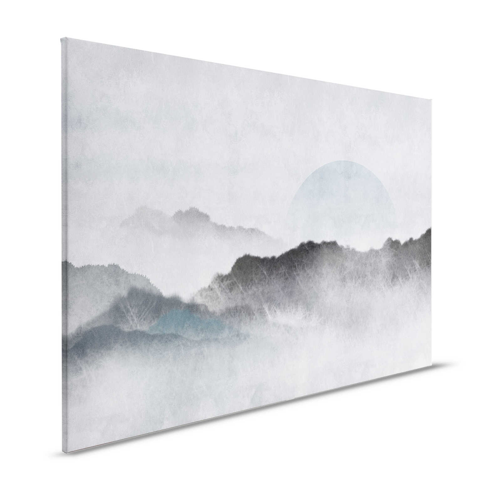 Akaishi 2 - Canvas painting Asian Art Mountain Landscape, Grey & White - 1.20 m x 0.80 m
