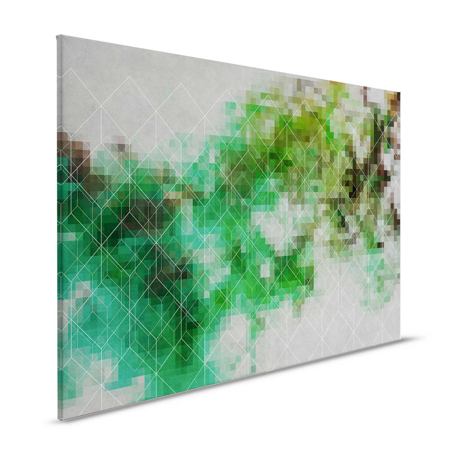 Tableau toile Nuages de couleurs & motifs de lignes | vert, gris - 1,20 m x 0,80 m

