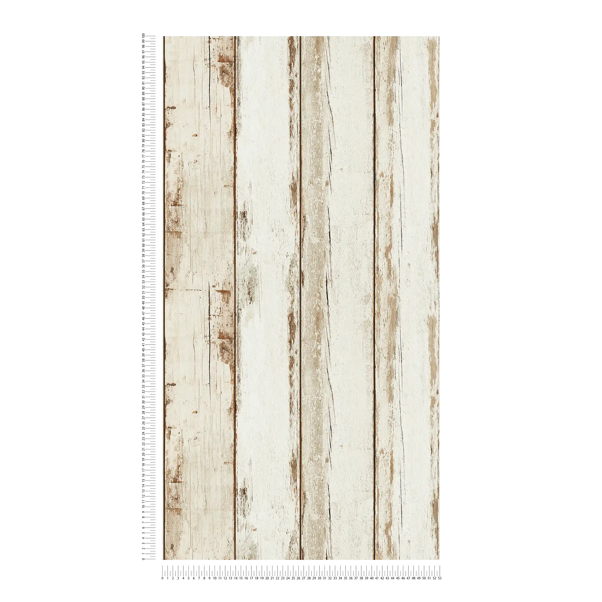             Carta da parati in legno vintage, aspetto usato, stile country rustico - crema, marrone
        