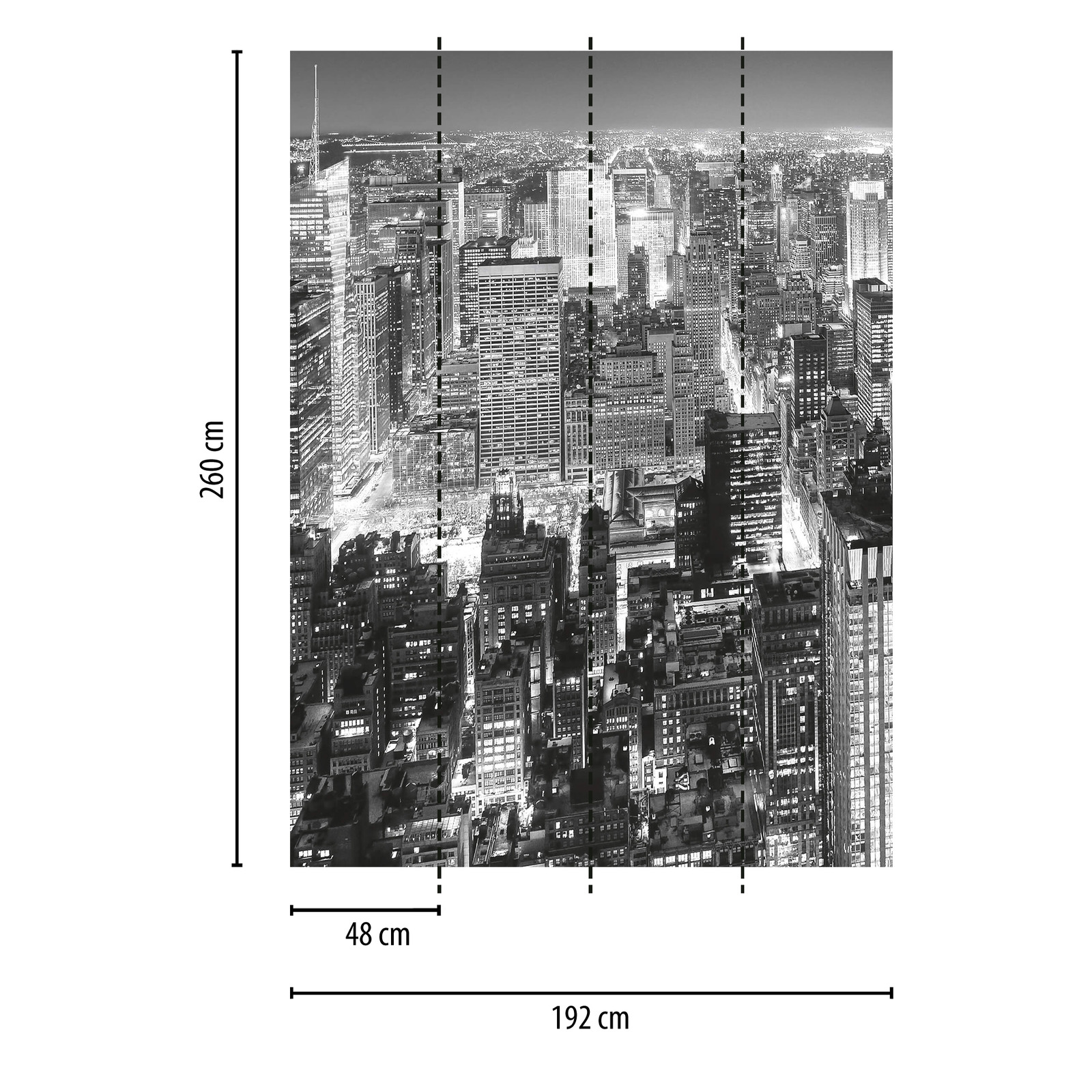             Papier peint panoramique noir et blanc New York City Midtown
        
