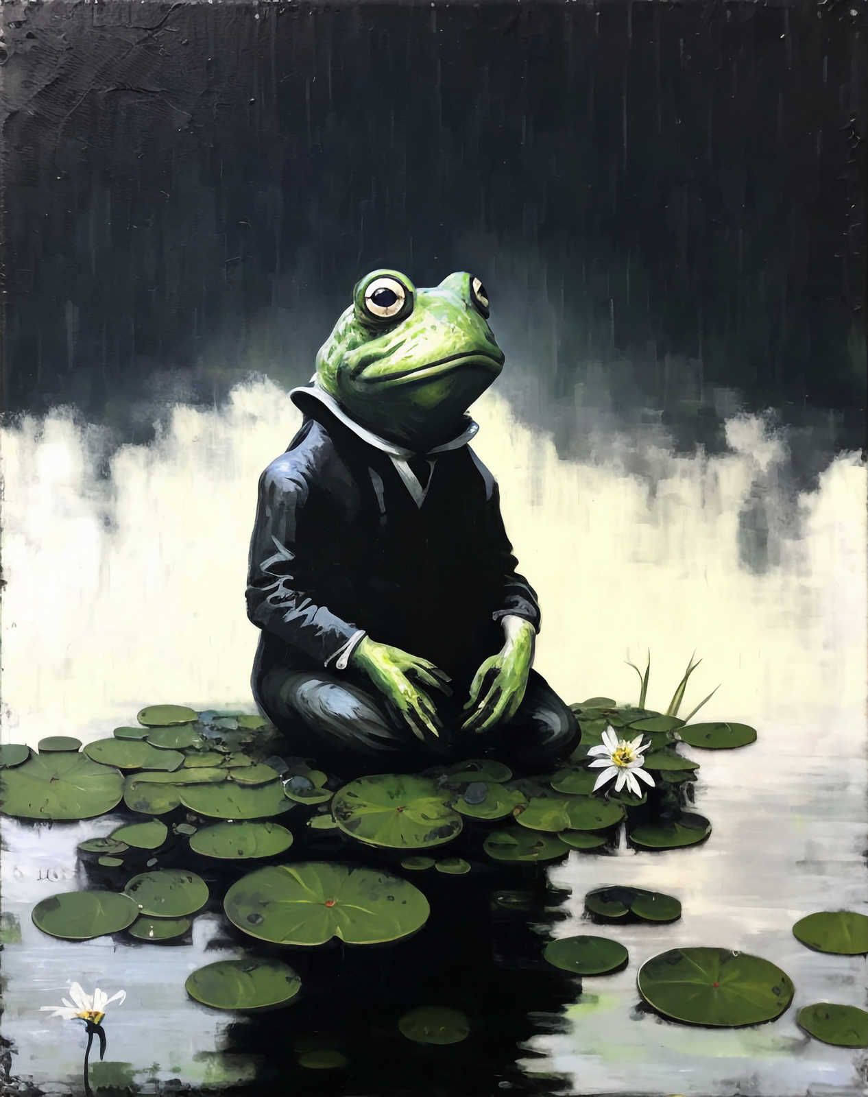             KI Canvas painting »chilling frog« - 80 cm x 120 cm
        