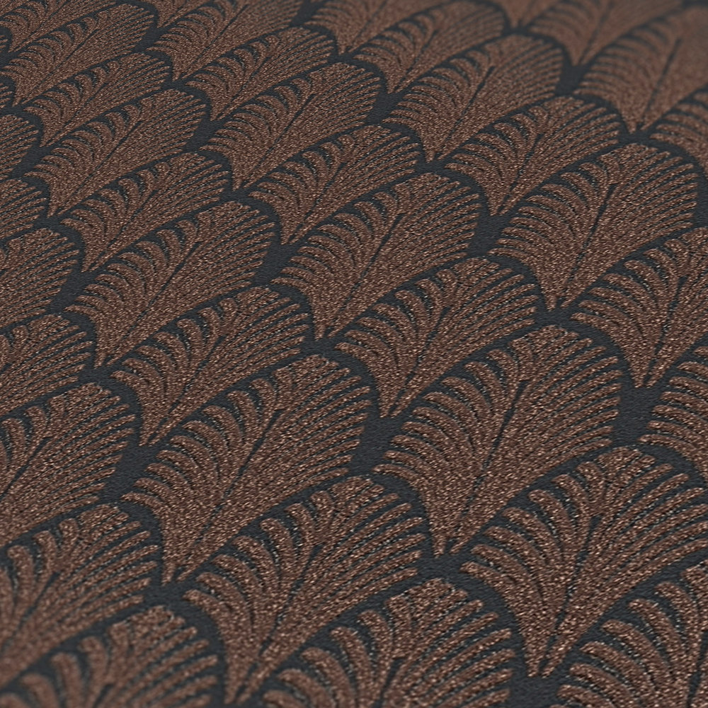             Pattern wallpaper metallic design in art deco style - copper, black
        