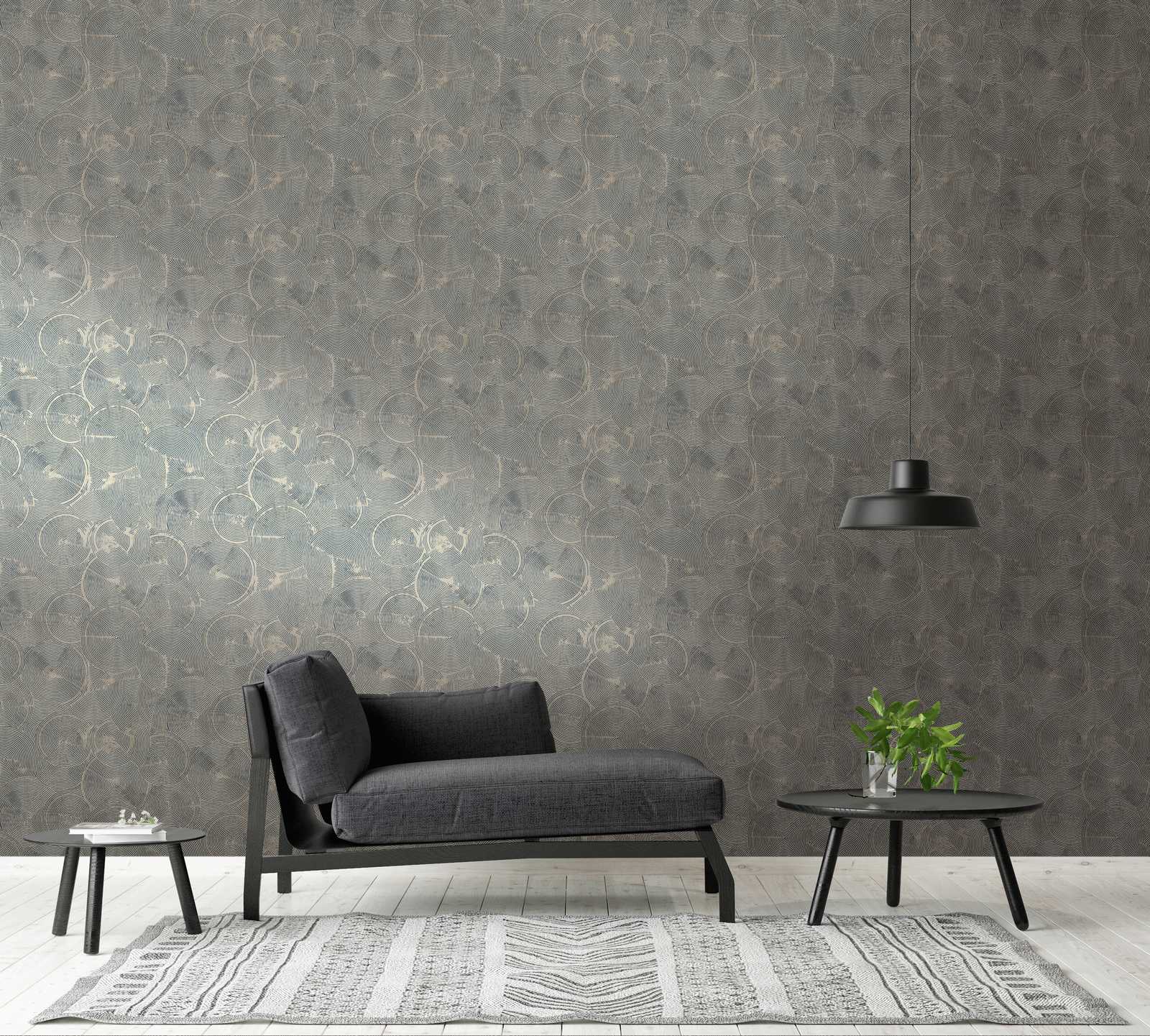             behang moderne gipslook met metallic effect - bruin, metallic, zwart
        