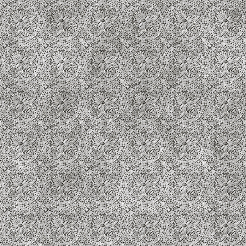 Tile 2 - Cool 3D Concrete Flowers Digital Print - Grey, Black | Matt Smooth Non-woven
