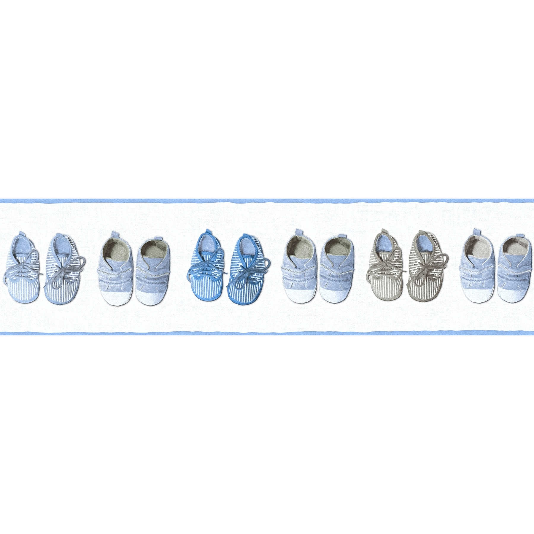 Papel pintado Borde de los zapatos de los niños para los niños - Azul
