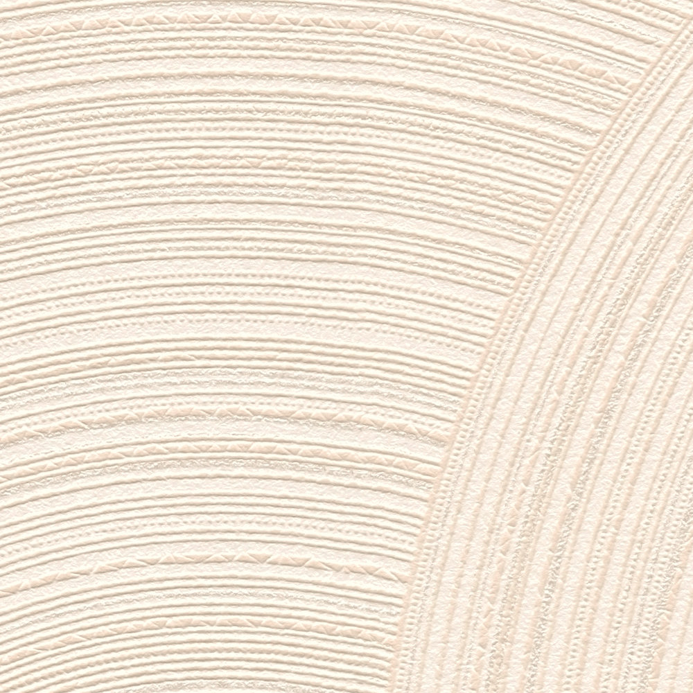             Papier peint intissé motifs circulaires avec surface structurée - crème, beige
        
