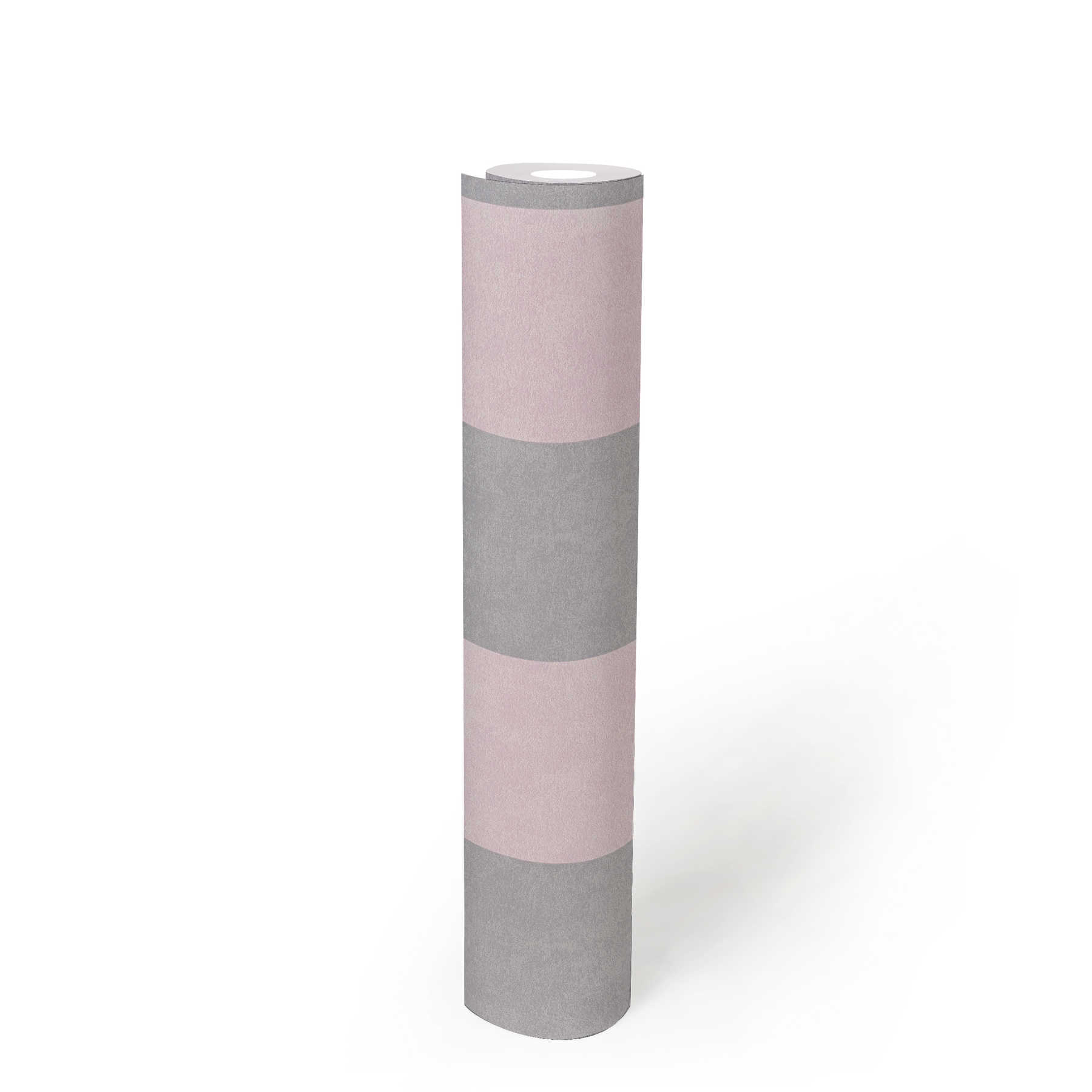             Gestreept behang met textuurpatroon - grijs, roze
        