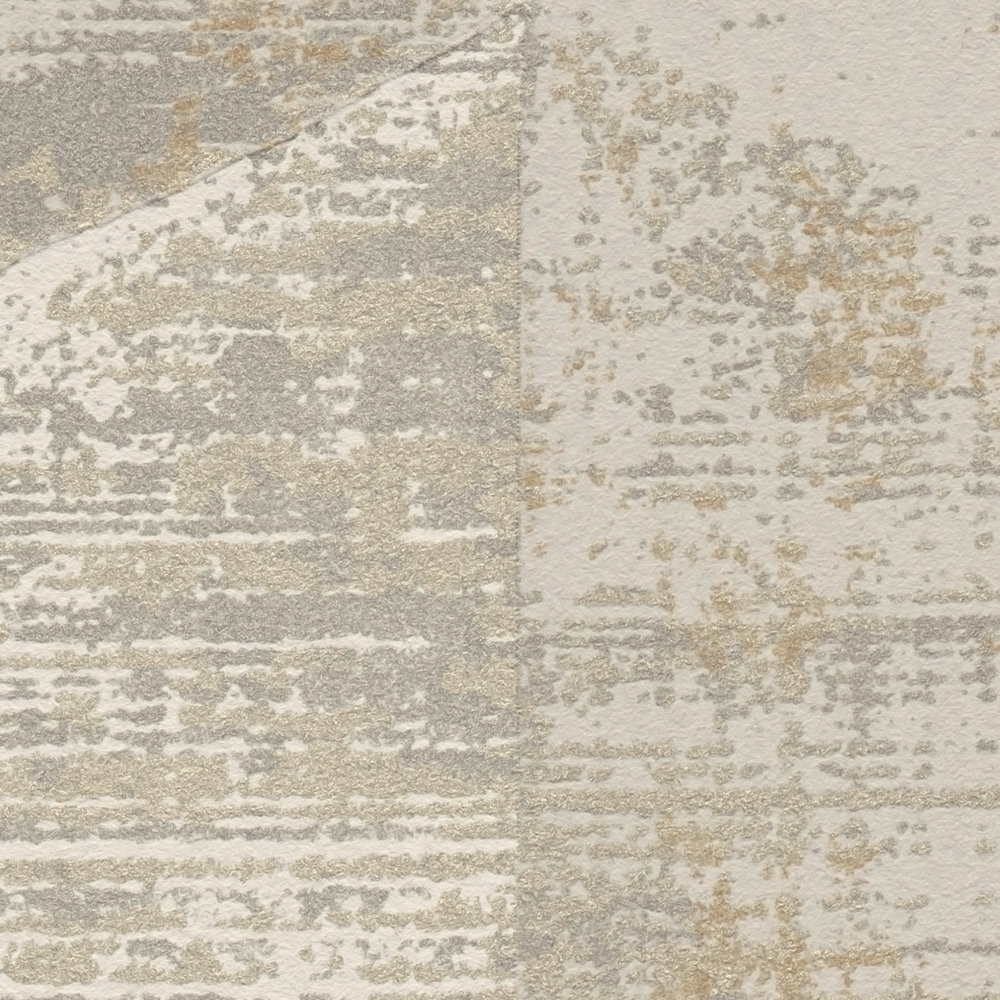             Papel pintado de estilo industrial con aspecto metálico rústico - metálico, beige, gris
        