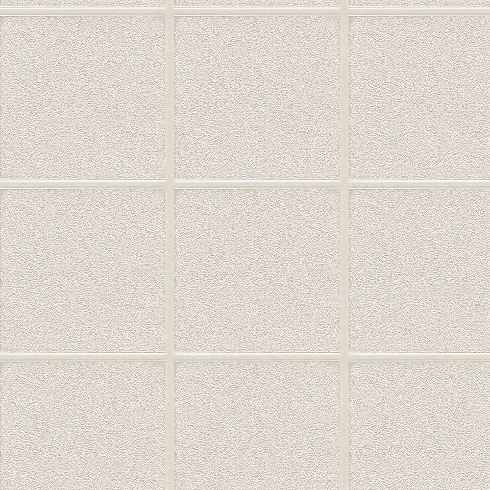             Wallpaper with tile pattern and 3D effect, mottled - silver, grey, white
        