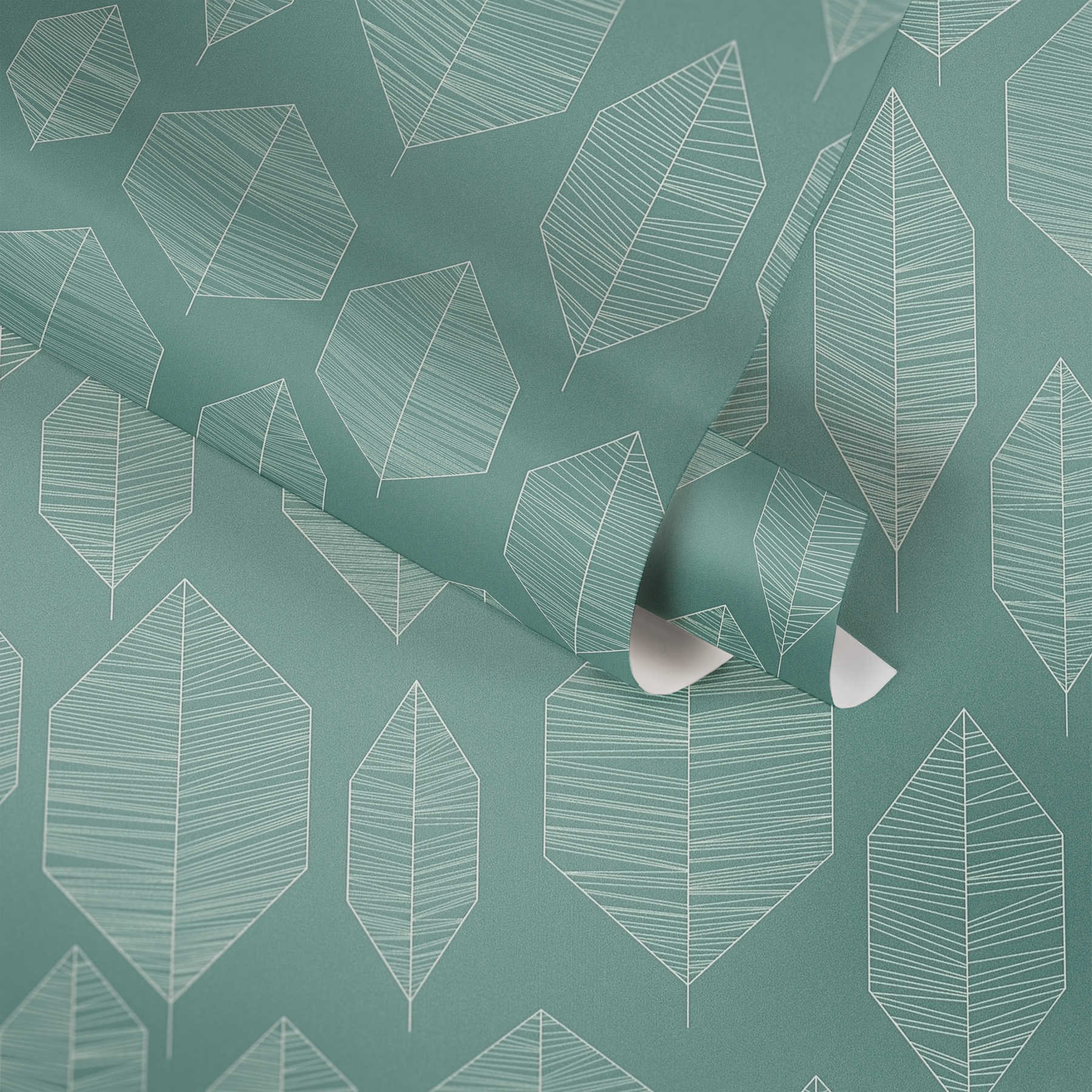             Papier peint Scandinavian Design avec motif de feuilles - vert
        