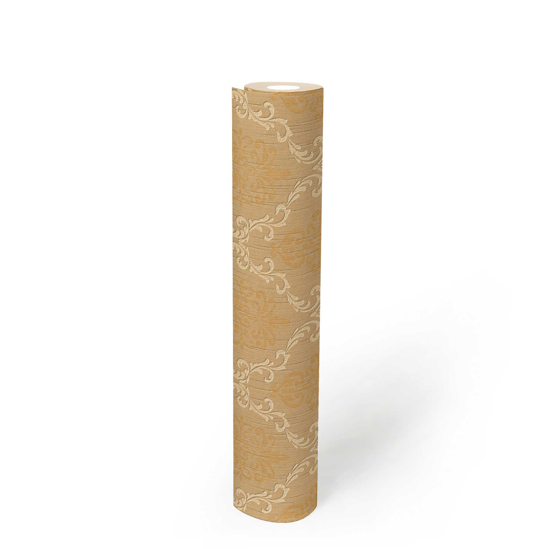             Non-woven wallpaper with textile design & ornaments with texture effect - beige
        