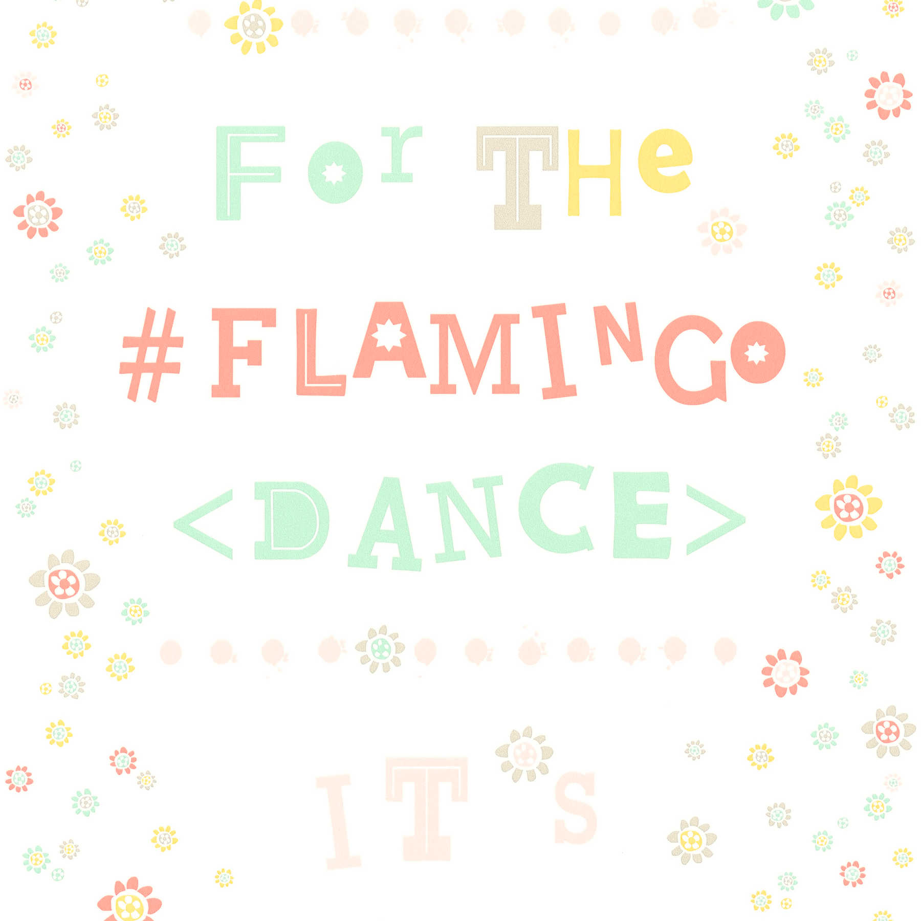 Papier peint intissé Flamingo & fleurs avec Letter Design - multicolore
