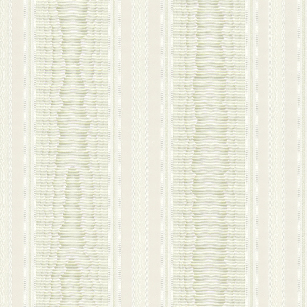             Luxe gestreept behang met moirémotief - groen, wit
        