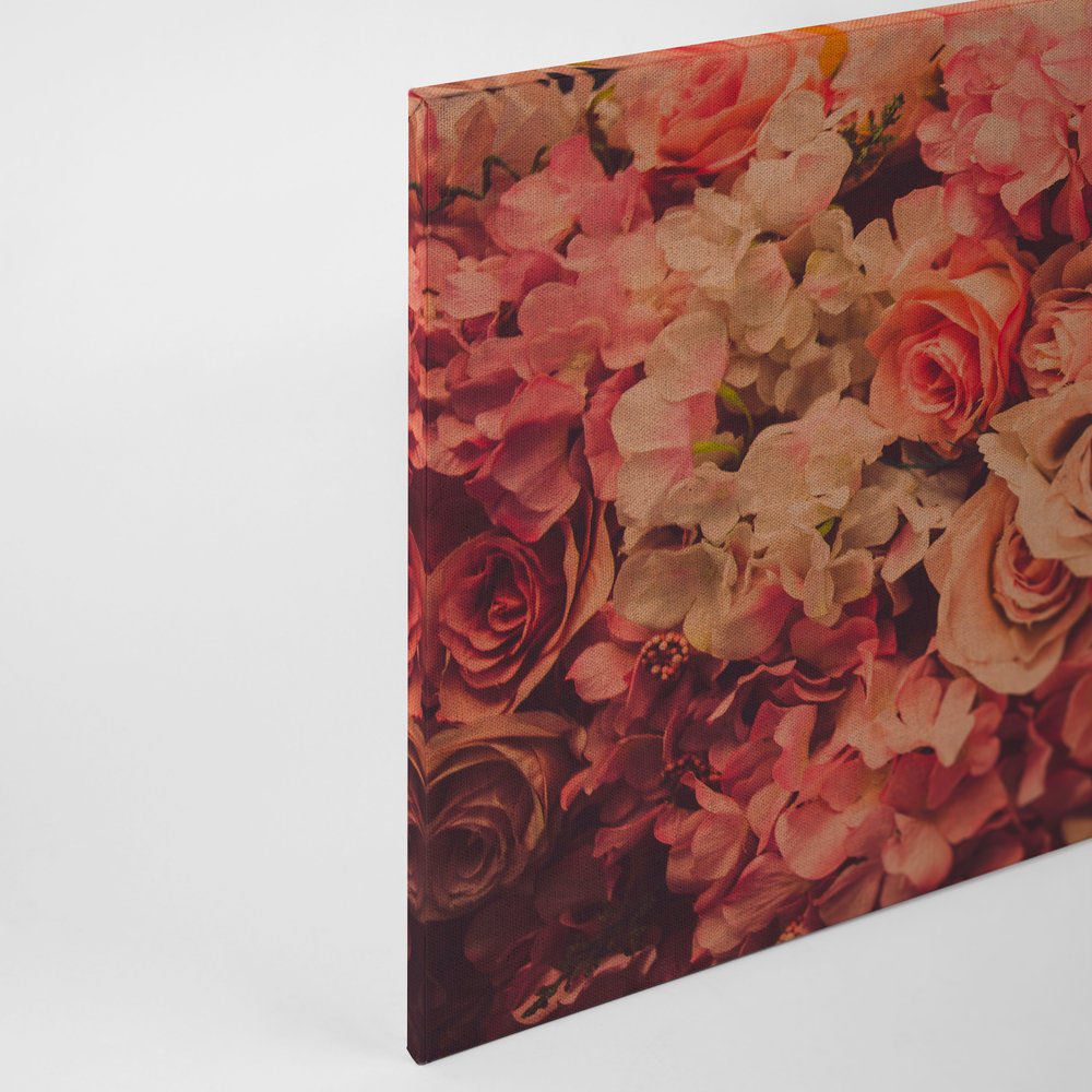             Lienzo con romántico motivo de rosas en aspecto de lino - 0,90 m x 0,60 m
        