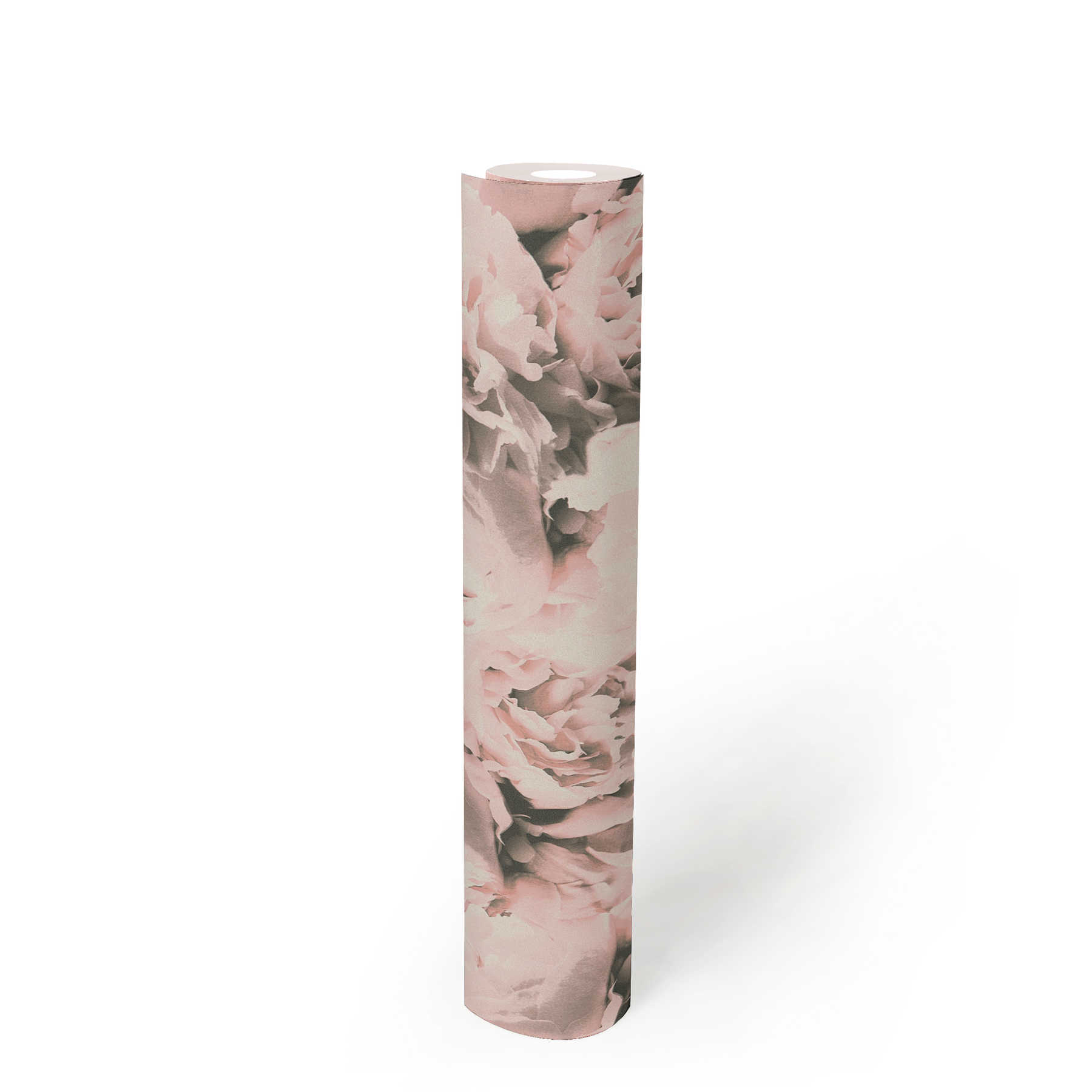             Carta da parati floreale a rose con effetto shimmer - rosa, crema
        