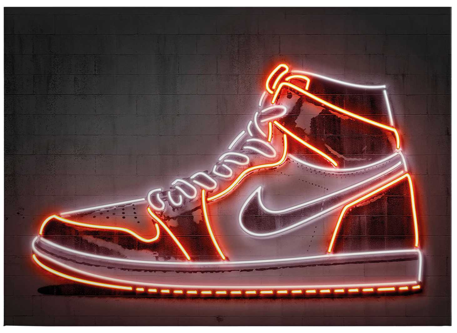             Canvas schilderij Neon teken "Sneaker" door Mielu - 0,70 m x 0,50 m
        