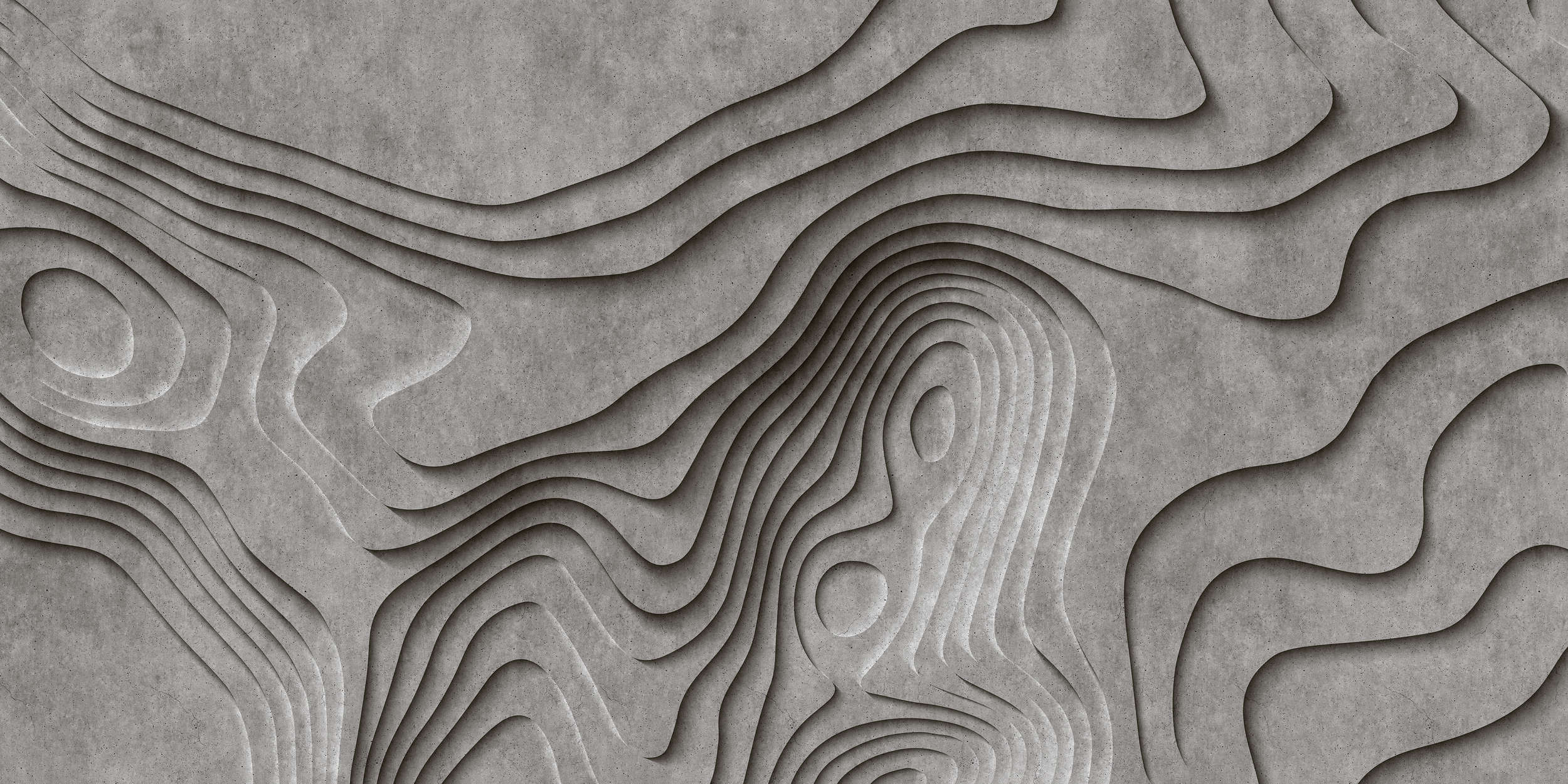             Canyon 1 - Cool 3D Concrete Canyon Onderlaag behang - Grijs, Zwart | Textuur Niet-geweven
        