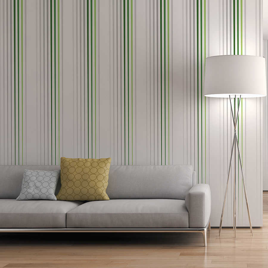 Design wall mural thinning stripes white green on textured non-woven
