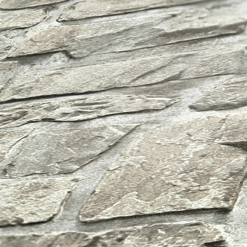             Papier peint pierre avec maçonnerie en pierre naturelle - gris, beige
        