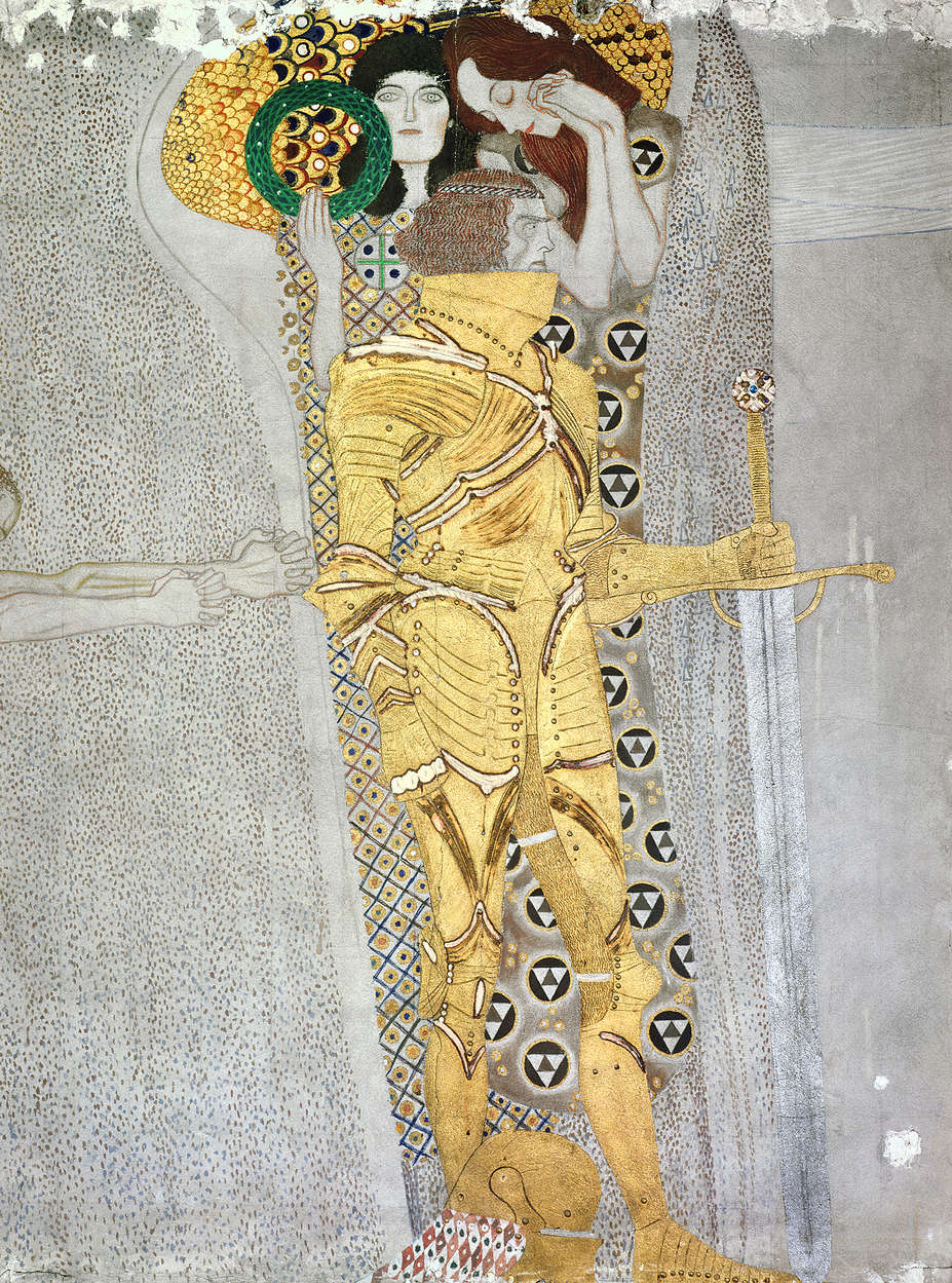             Mural "El Caballero Detalle del Friso de Beethoven" de Gustav Klimt
        