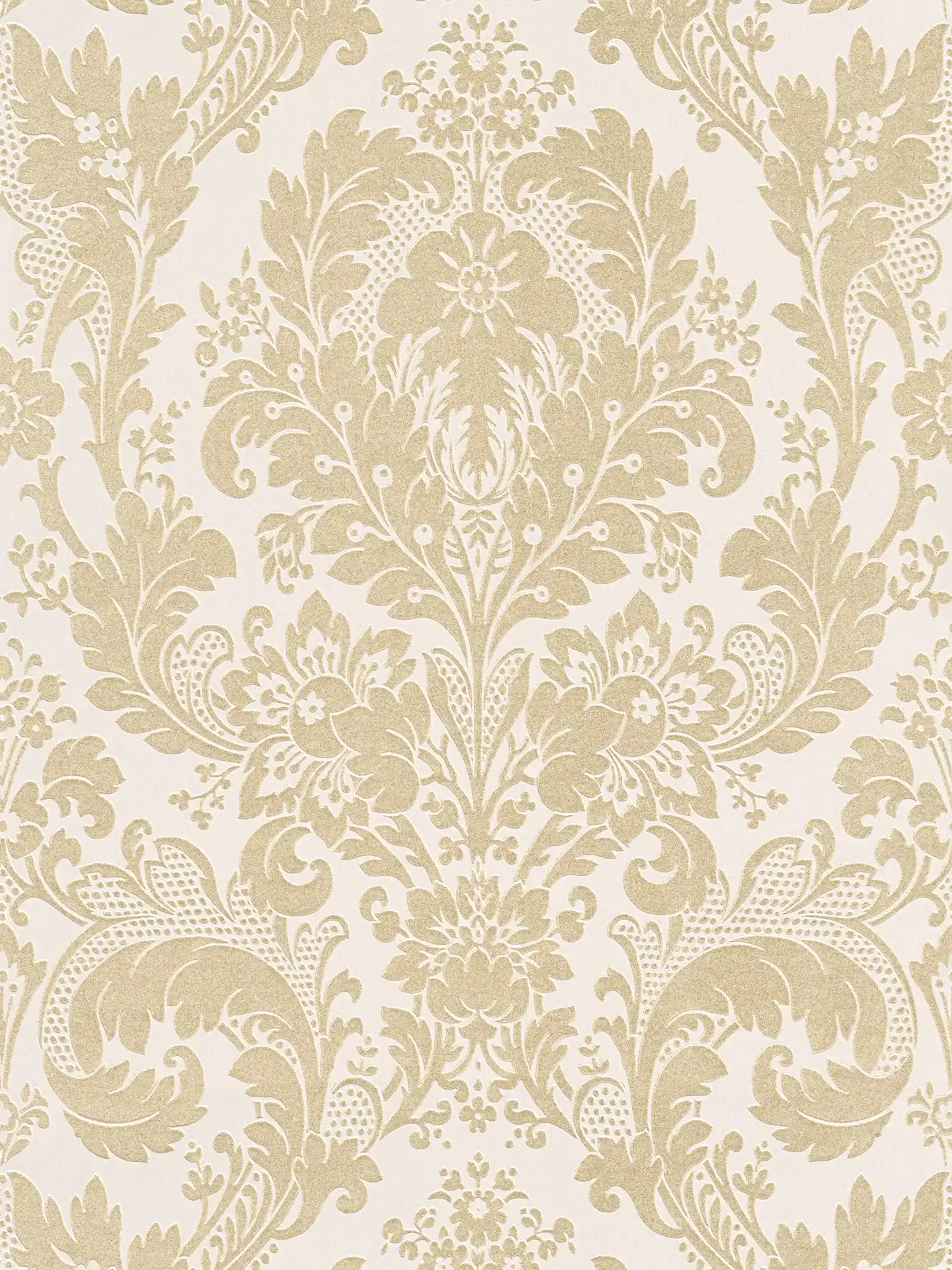 Baroque wallpaper gold ornaments floral with structure embossing
