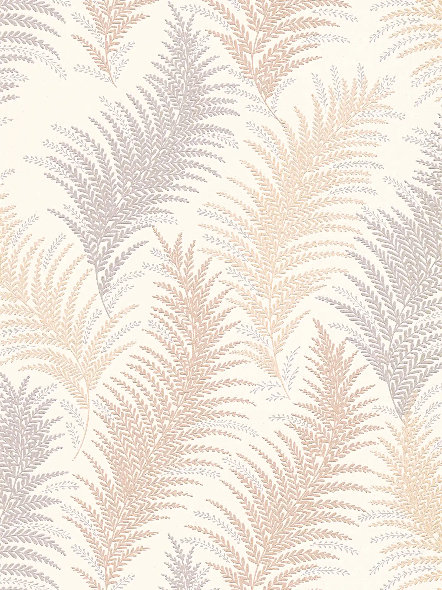 Plant pattern from ferns in metallic colours - beige, grey, bronze, white
