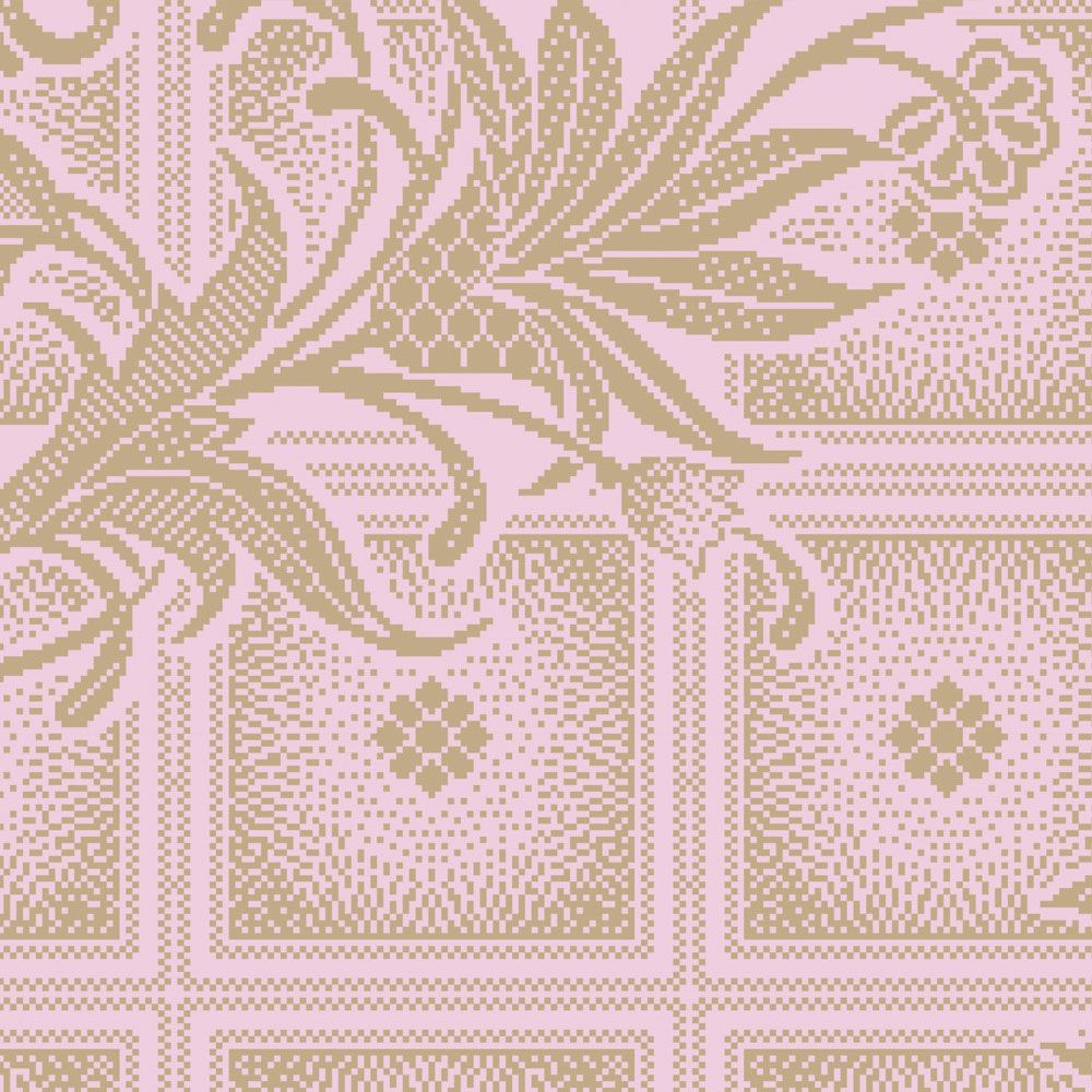             papier peint en papier panoramique »vivian« - carrés style pixel avec fleurs - rose | Intissé premium lisse et légèrement brillant
        