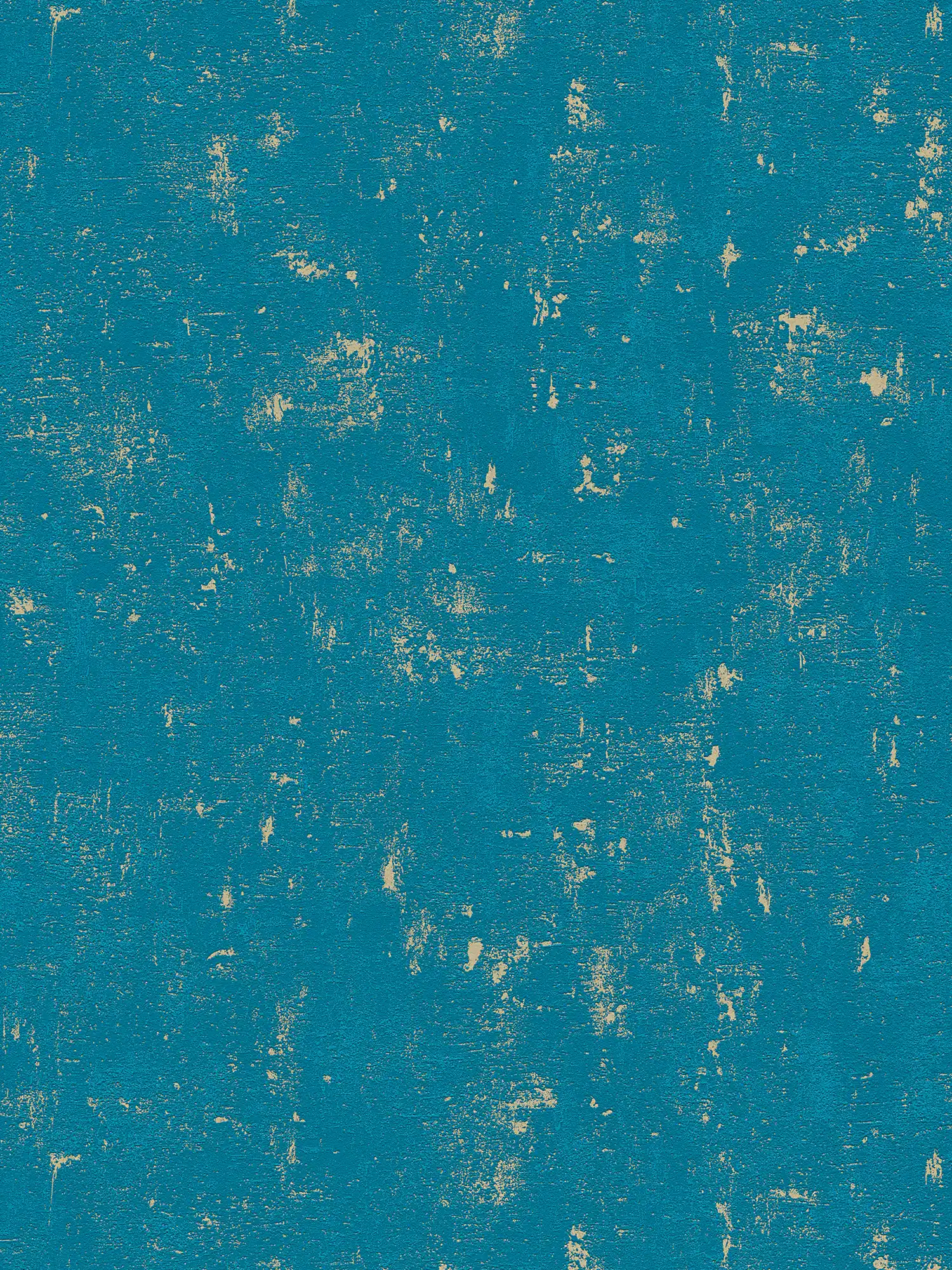 Papier peint aspect usé avec effet métallique - bleu, or
