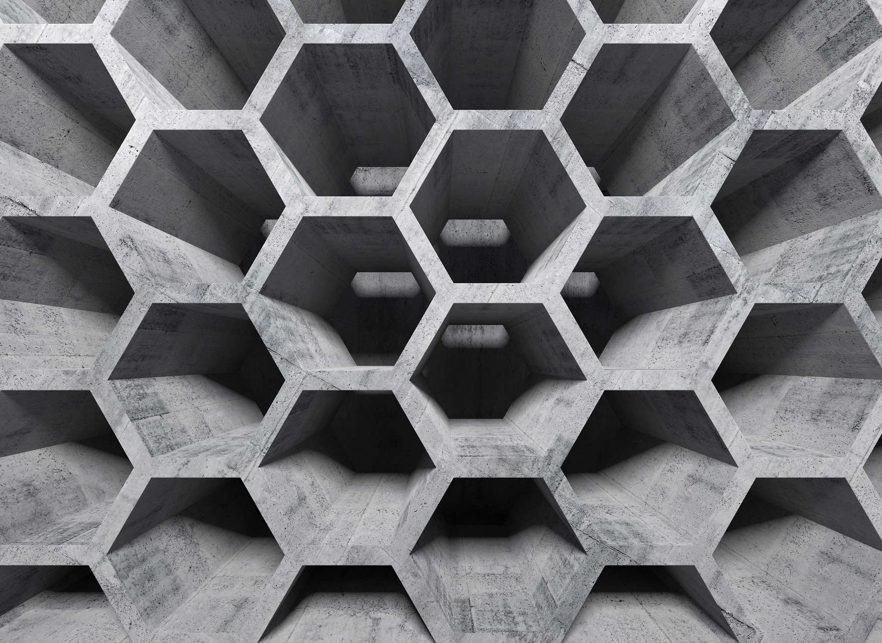             Patrón de nido de abeja con efecto 3D y aspecto de hormigón - Gris
        