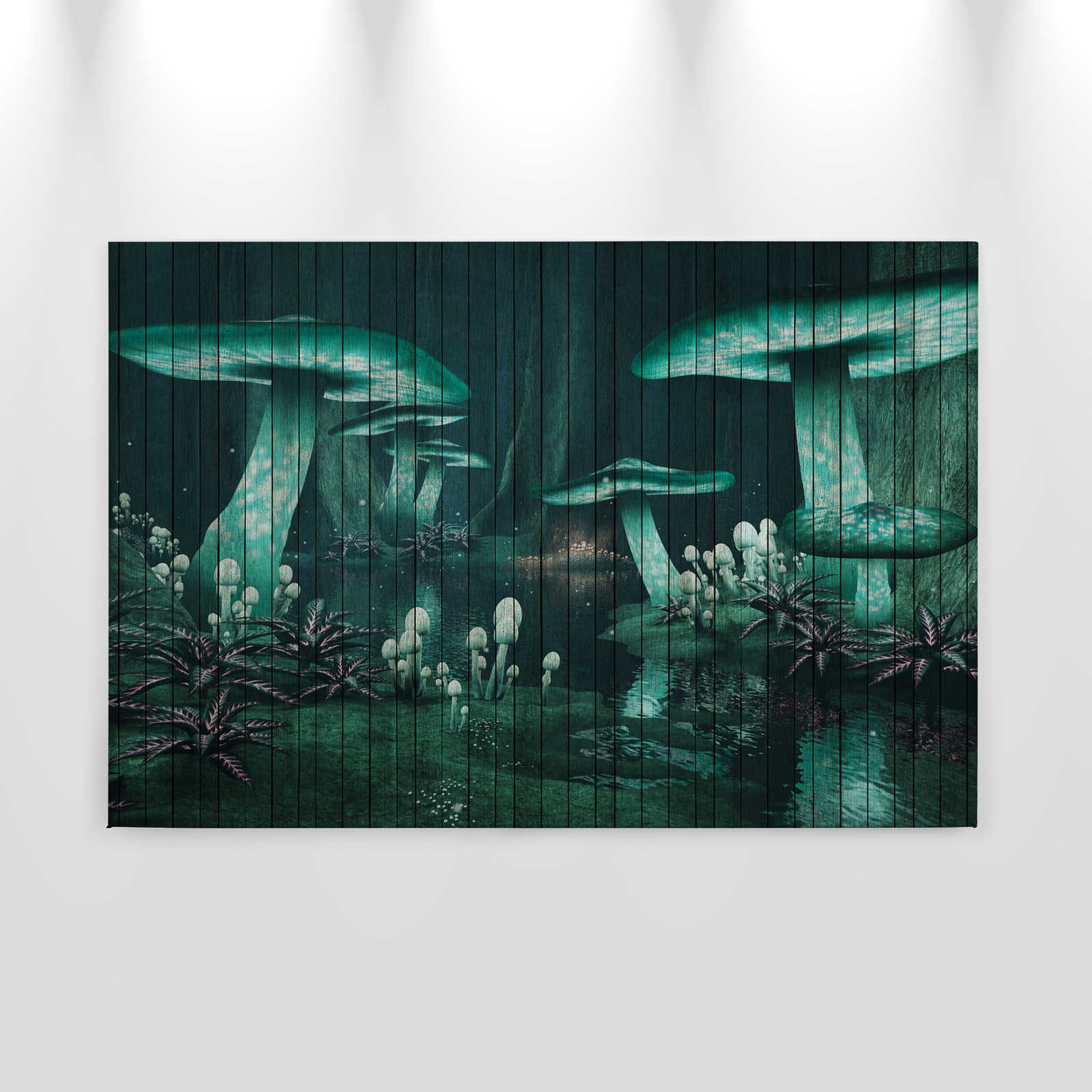             Fantasy 1 - Tableau sur toile Forêt enchantée avec aspect bois - 0,90 m x 0,60 m
        