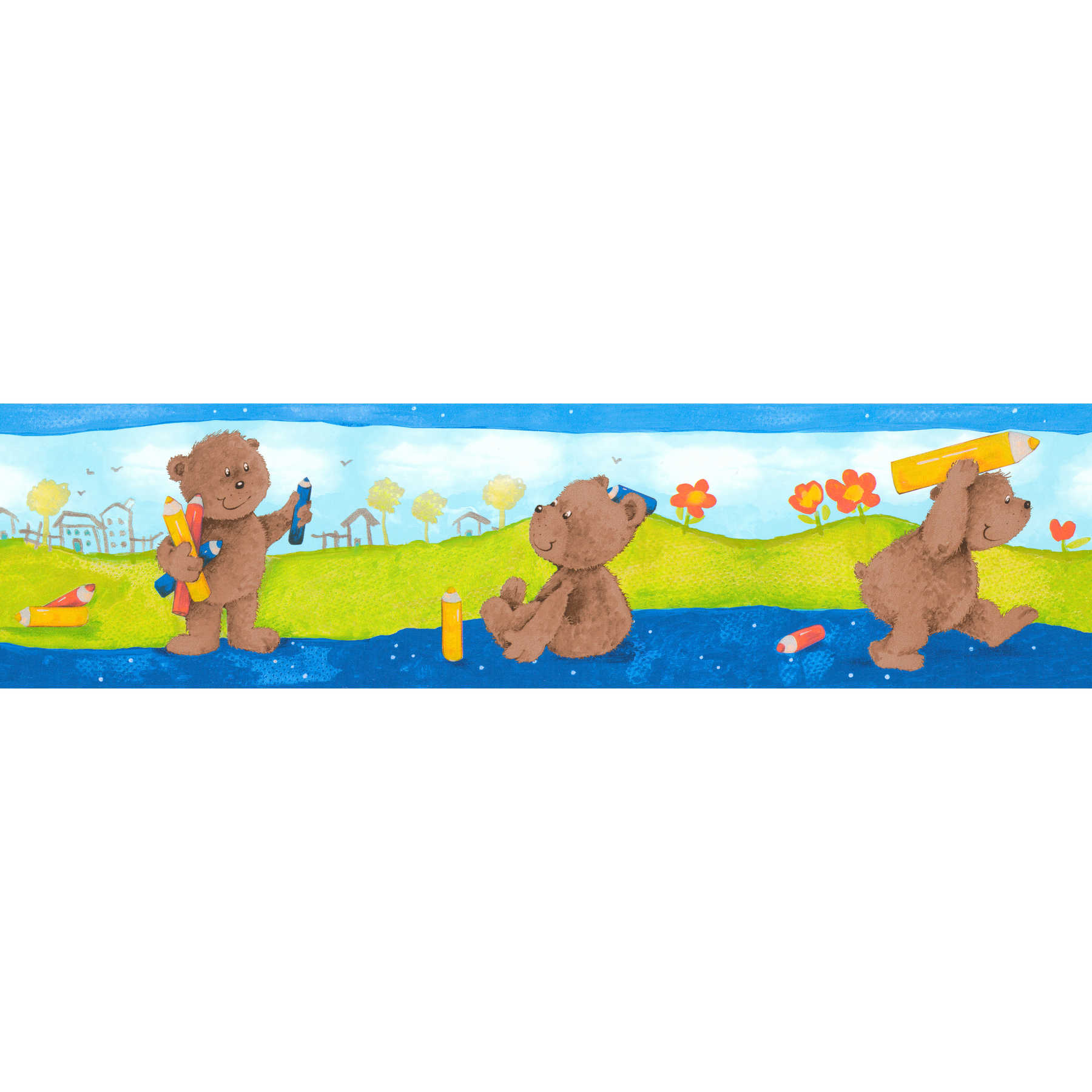 Bordure de chambre d'enfant avec motif ourson - multicolore
