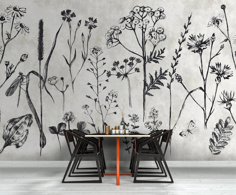             Herbs mural for the kitchen - White, Black
        