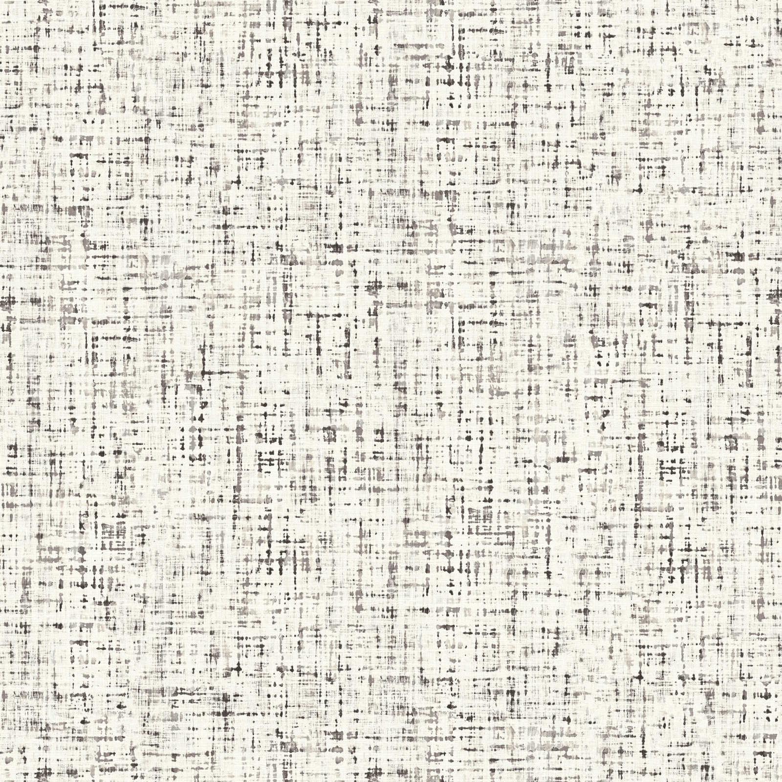 Pattern wallpaper tweed look mottled, textile look - white, grey, black
