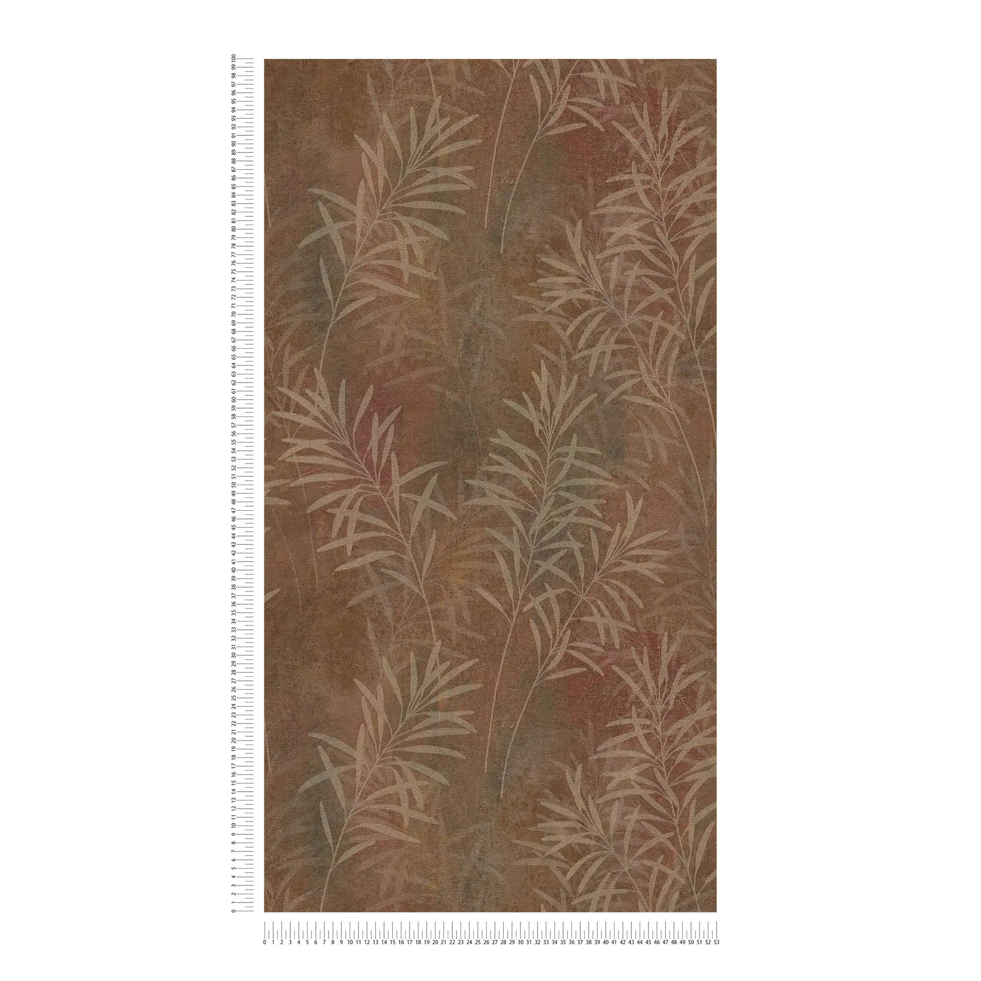             Floral non-woven wallpaper with grass pattern and fine structure - brown, beige, metallic
        