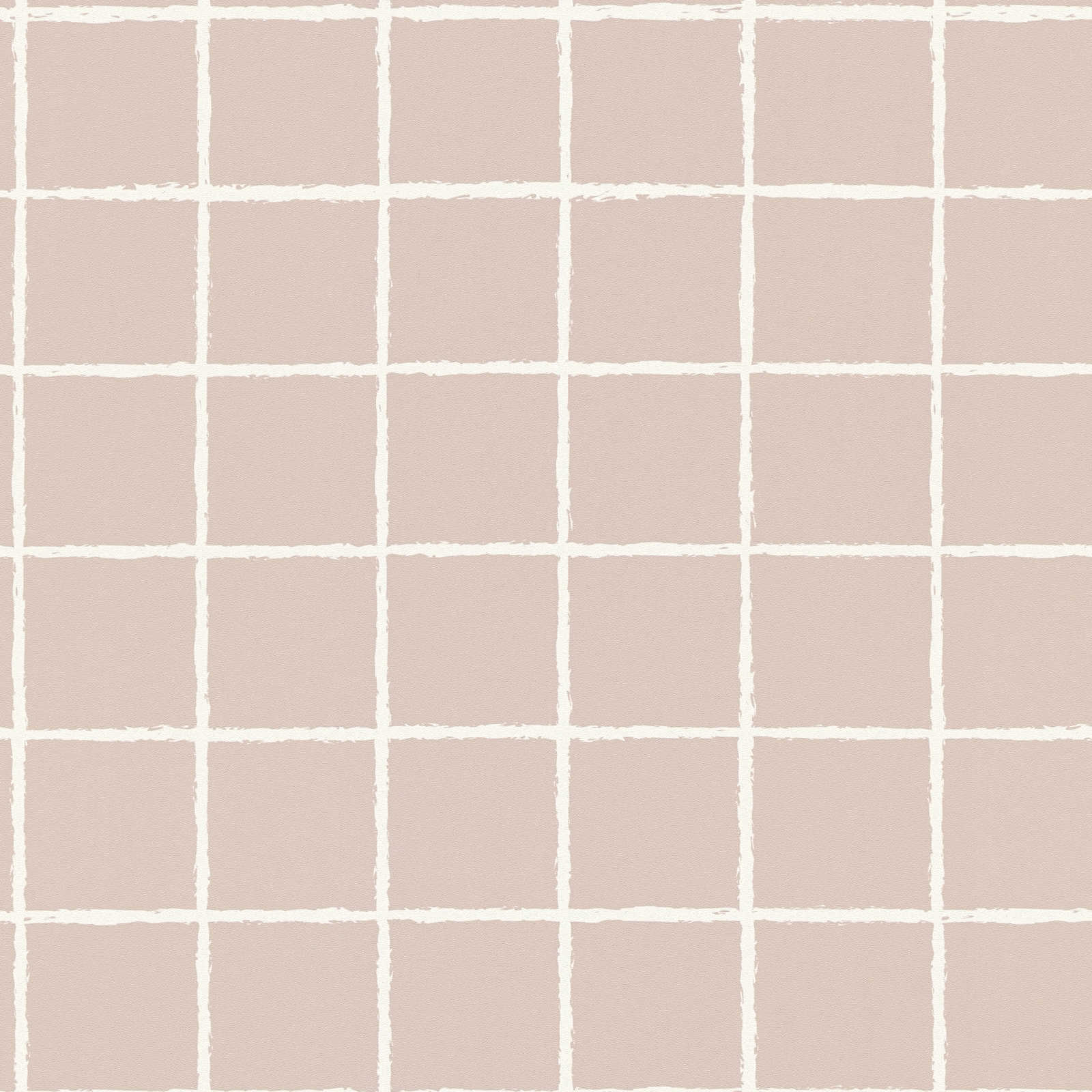             Non-woven wallpaper with drawn net pattern - pink, white
        
