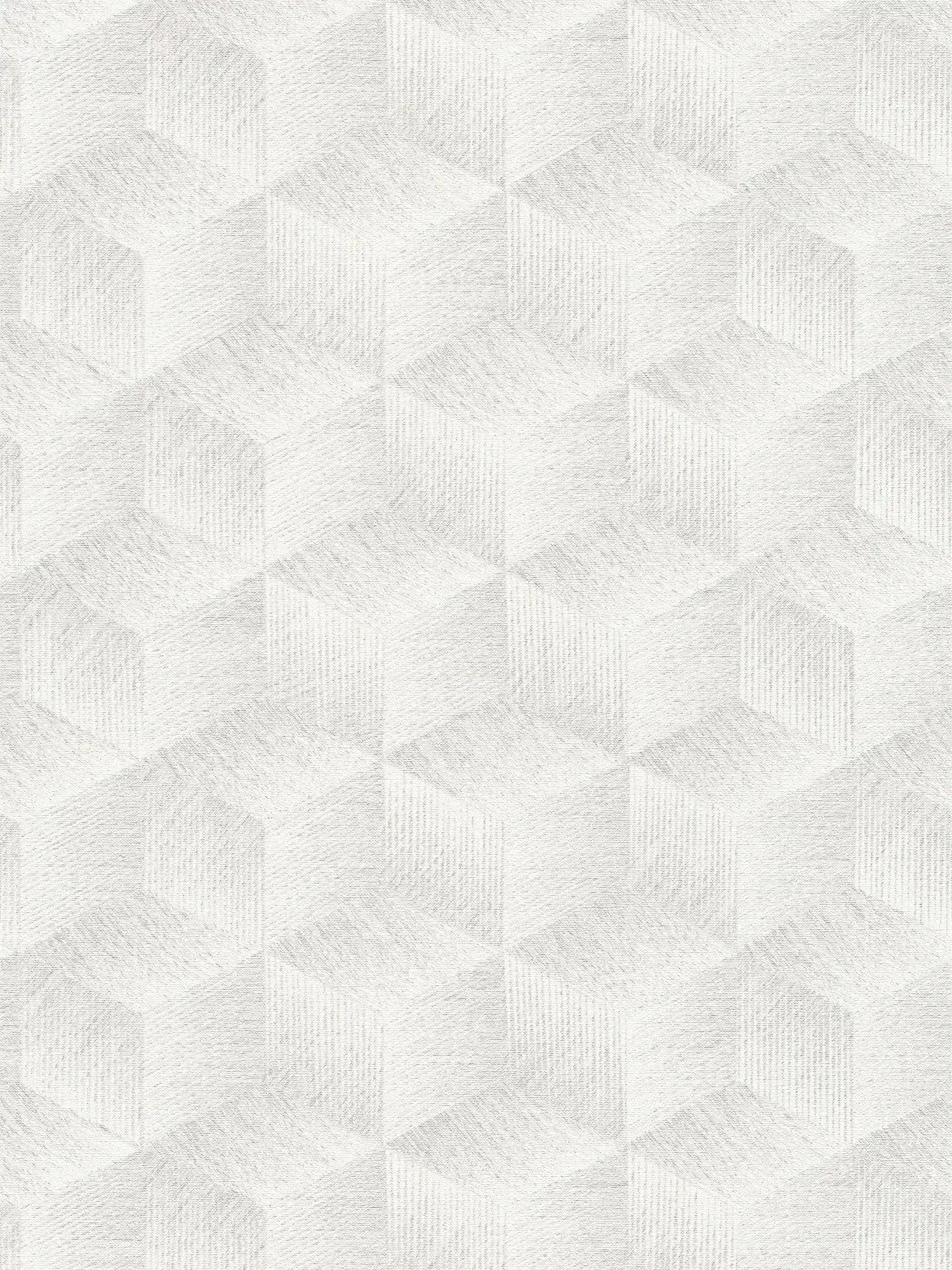 Papier peint optique 3D sans PVC à motif carré & effet brillant - gris, blanc

