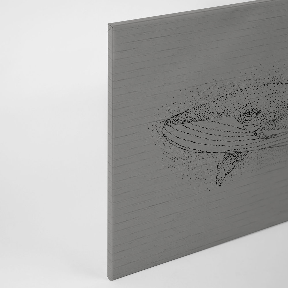            Canvas painting Whale in drawing style on 3D stone wall - 0,90 m x 0,60 m
        