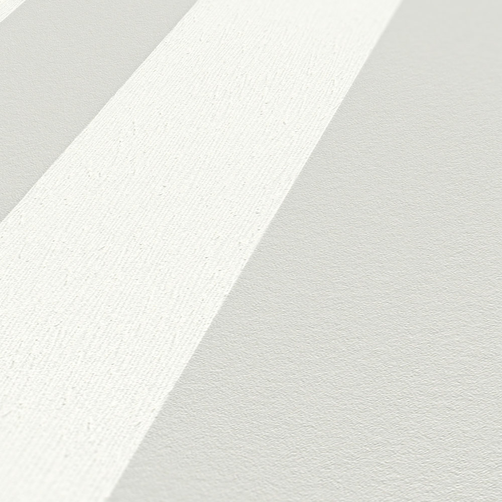             rayures Papier peint à motifs structurés, rayures en bloc gris & blanc
        