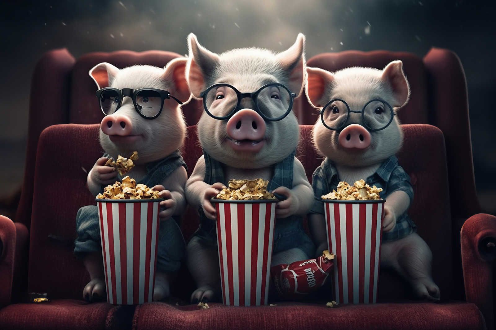             Toile KI »popcorn pigs« - 120 cm x 80 cm
        