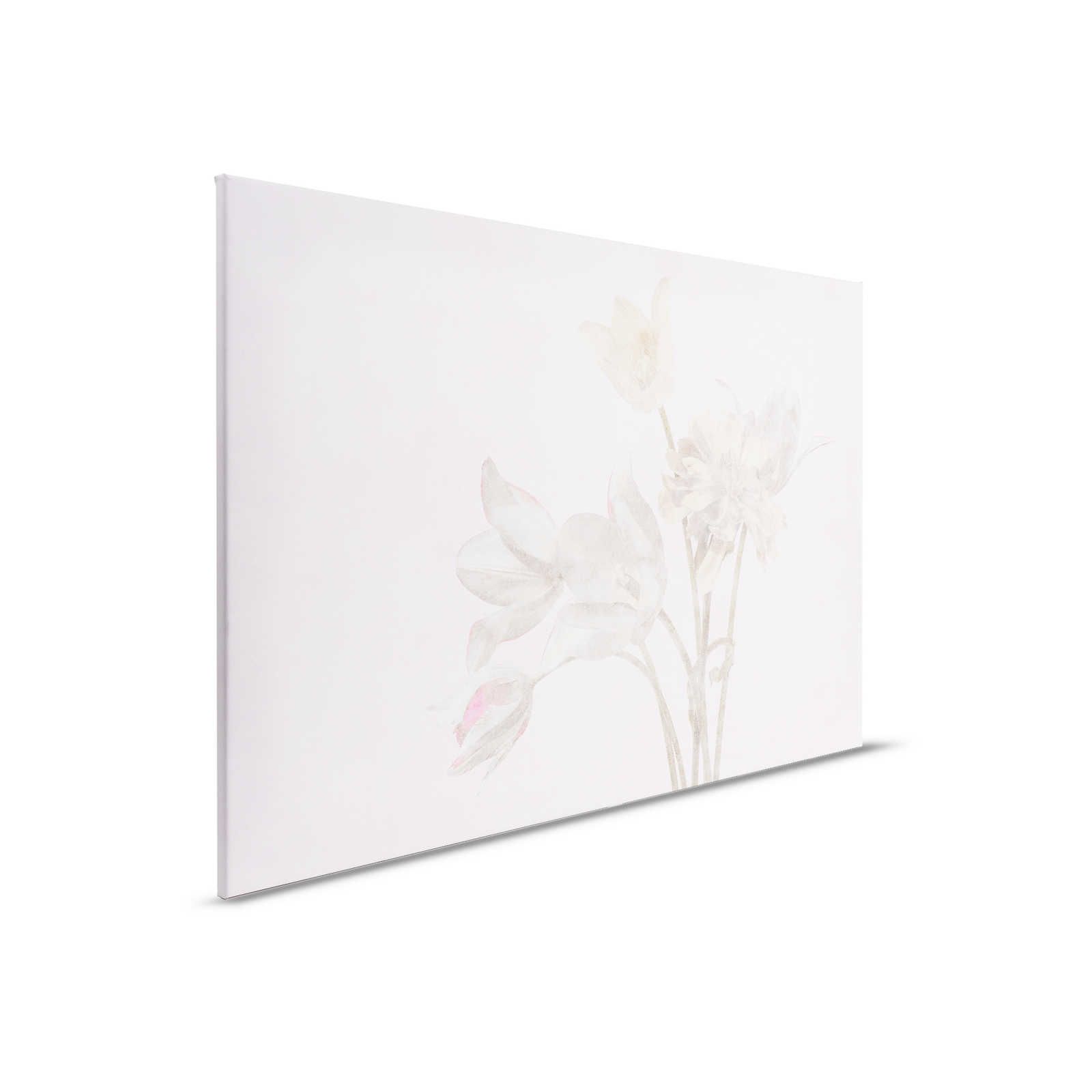 Habitación matinal 1 - Pintura en lienzo Flores de estilo desteñido - 0,90 m x 0,60 m

