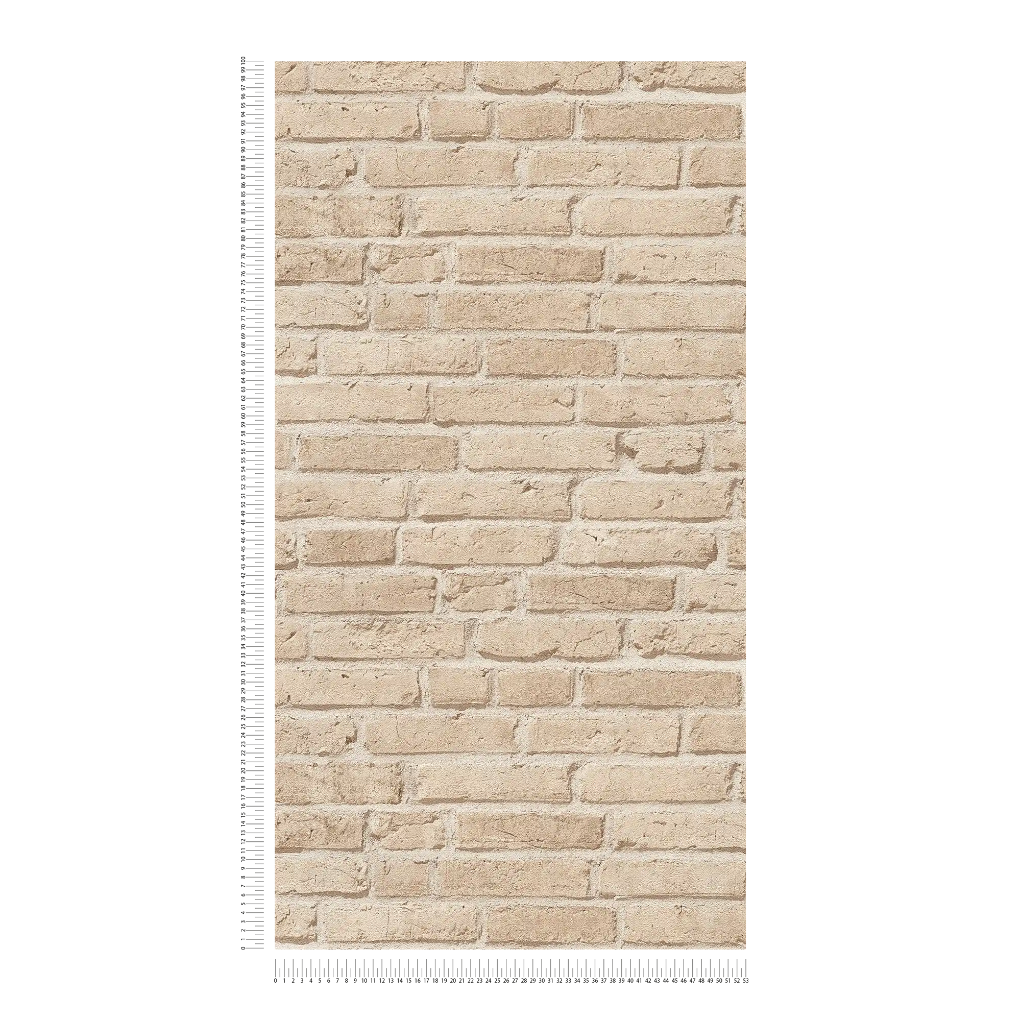             Papier peint pierre avec mur de briques & effet 3D - Beige
        