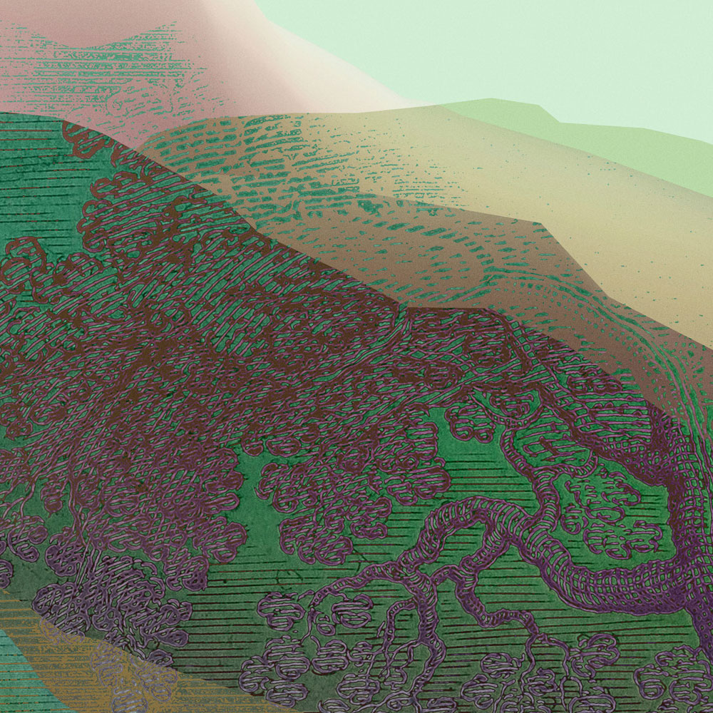             Magic Mountain 3 - Muurschildering groene bergen modern design
        