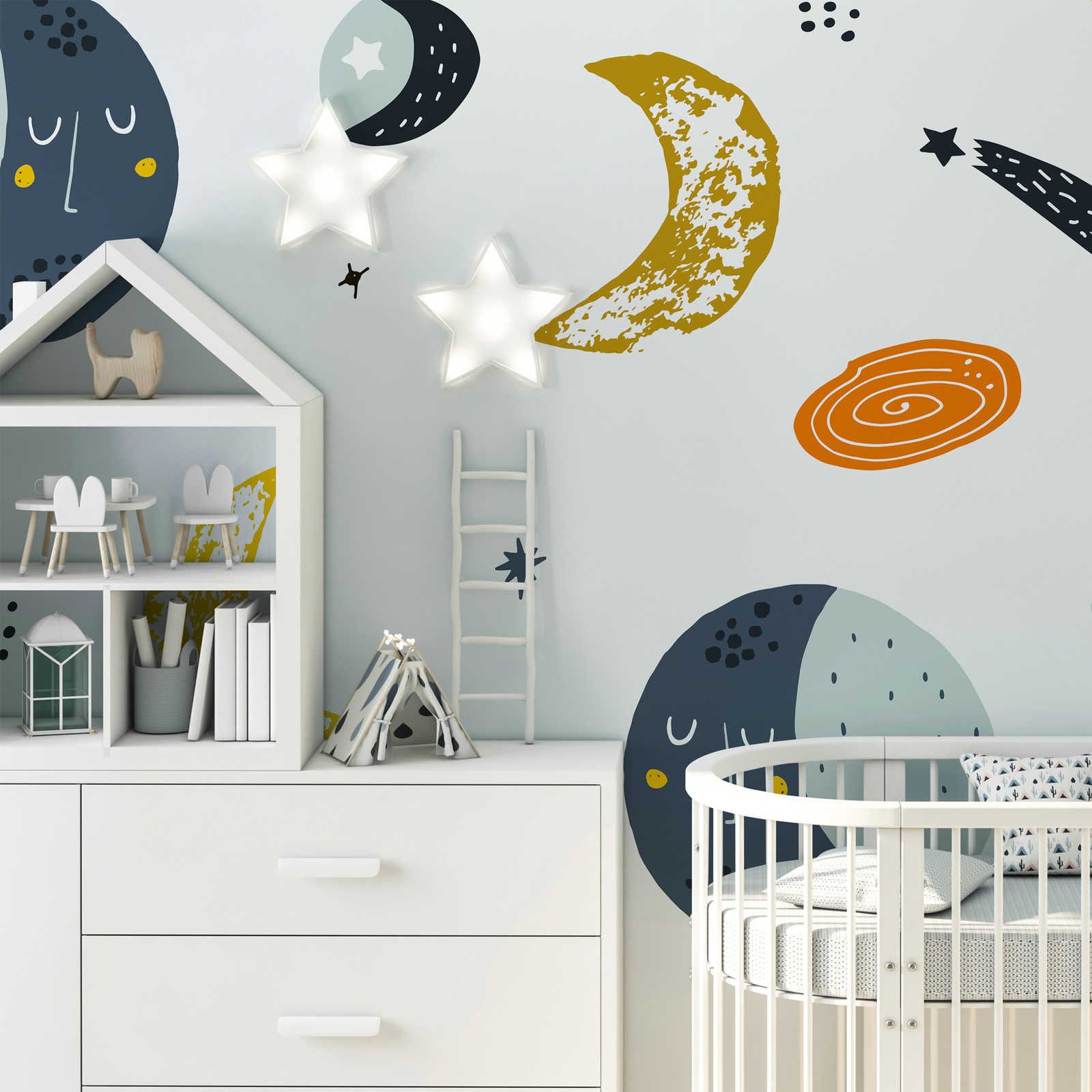 Moons and Shooting Stars Wallpaper - Smooth & pearlescent fleece
