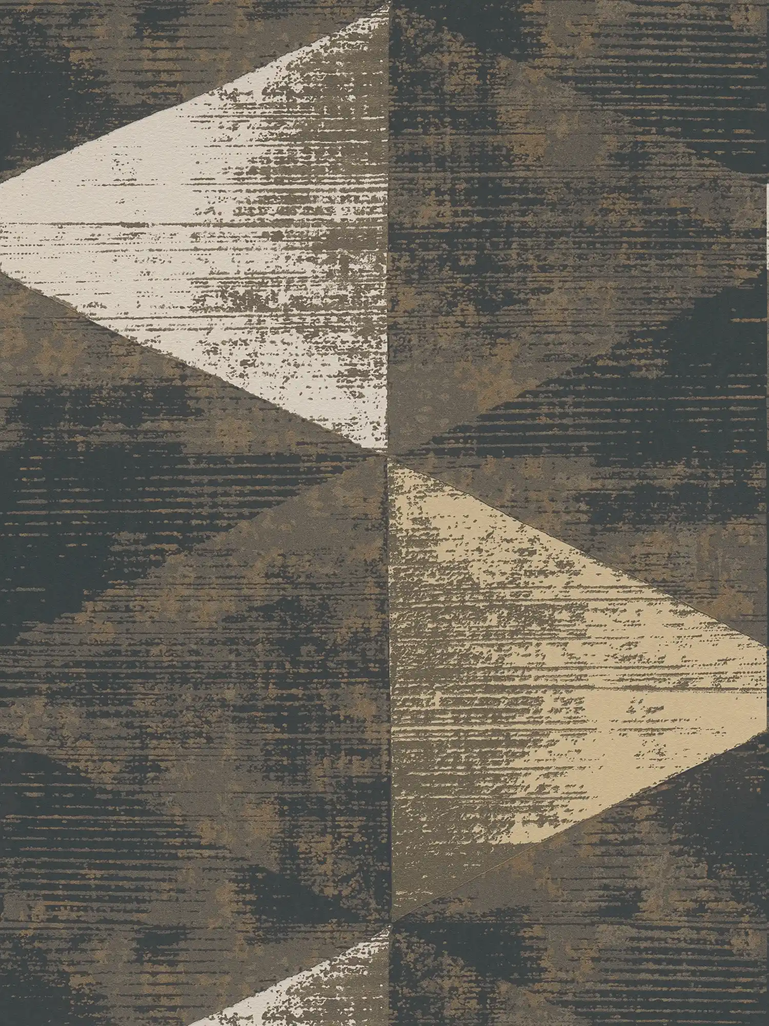 Papel pintado gráfico con colores metálicos y aspecto moderno usado - metálico, negro, beige
