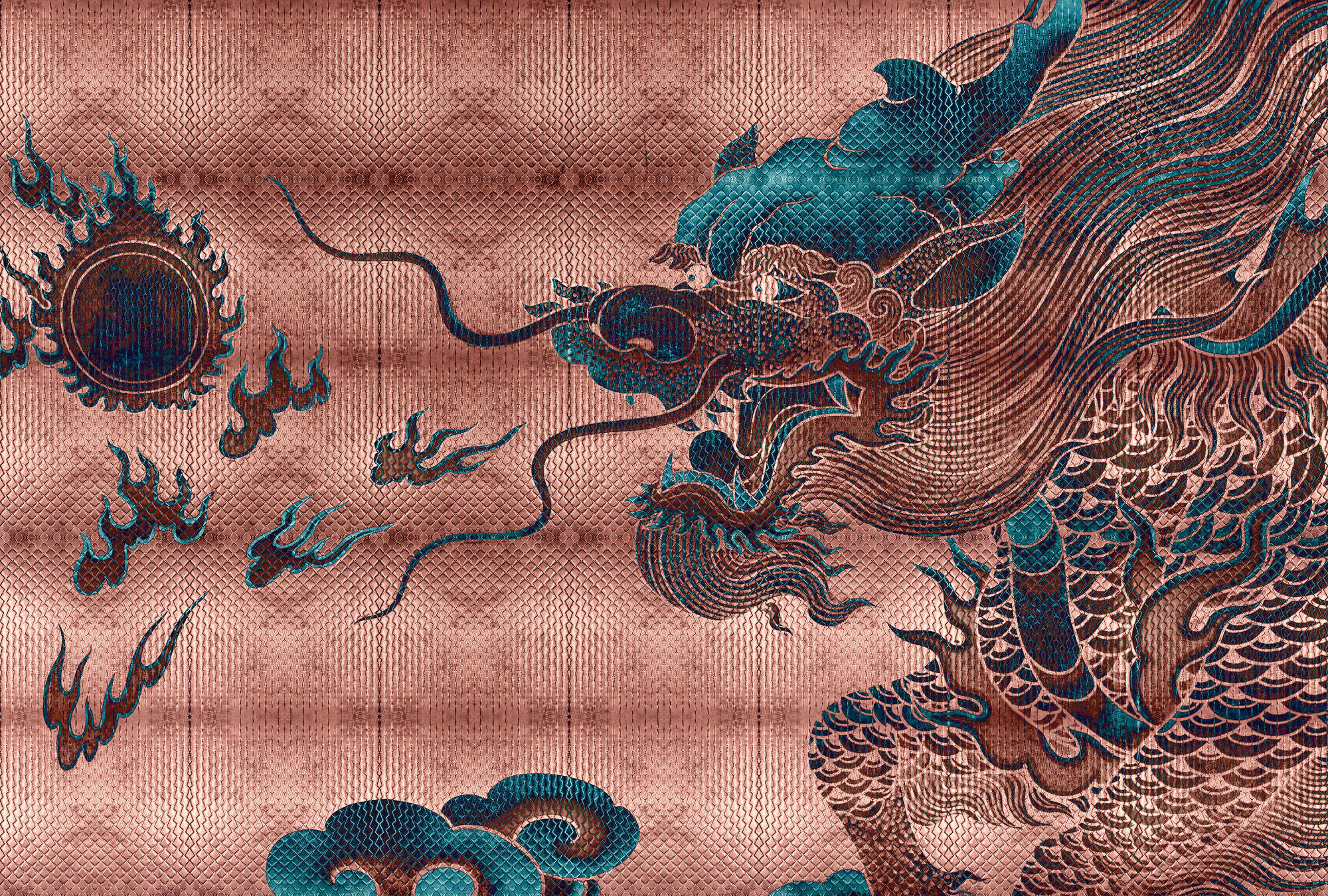             Shenzen 1 - wall mural dragon Asian Syle with metallic colours
        