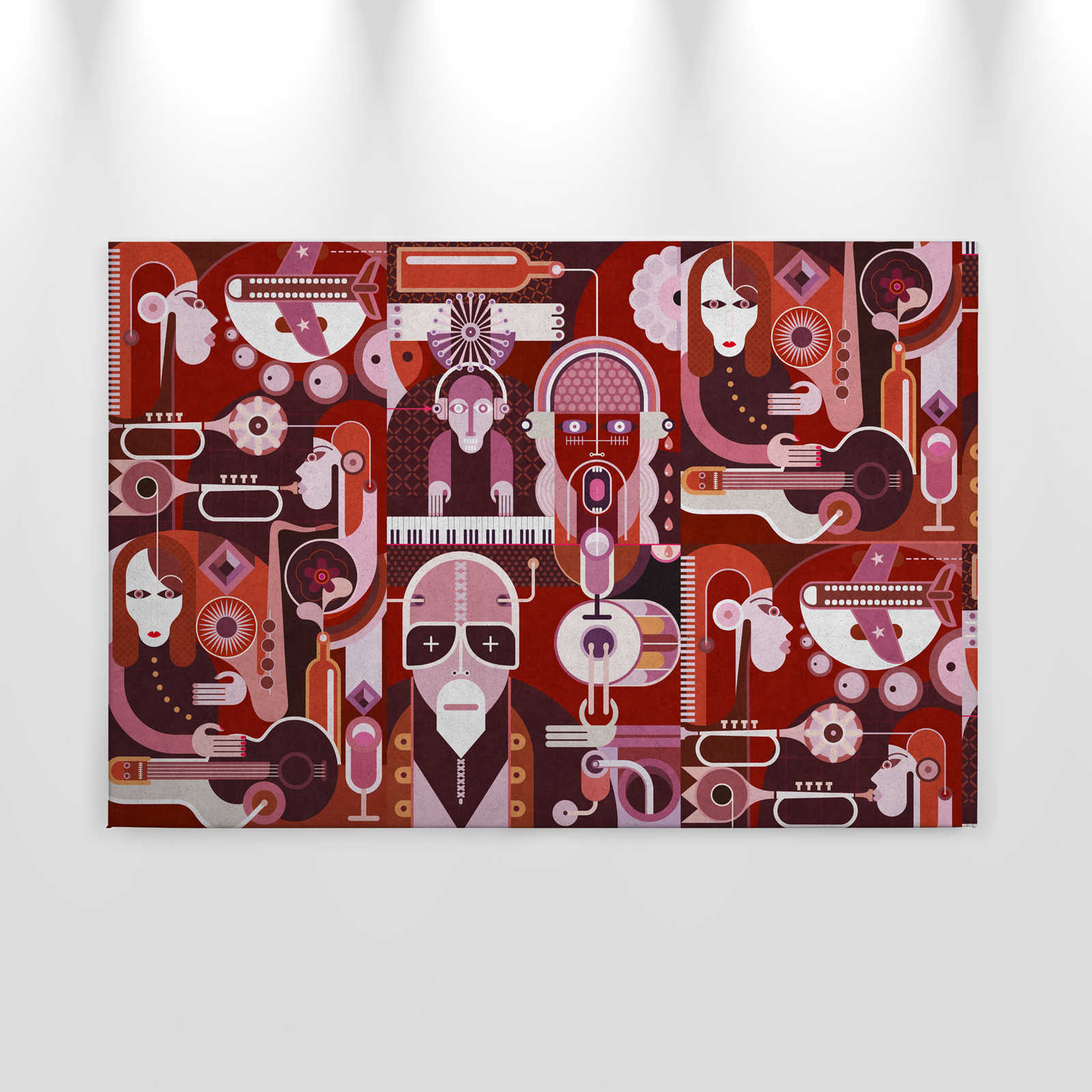             Wall of sound 2 - Abstract canvas schilderij met gezichten in betonnen structuur - 0.90 m x 0.60 m
        