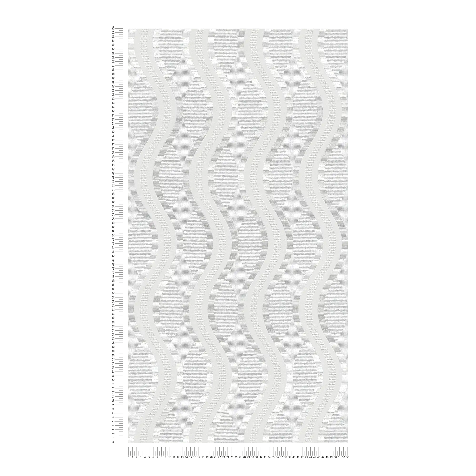             Carta da parati con disegno di linee in stile retrò - verniciabile, bianco
        