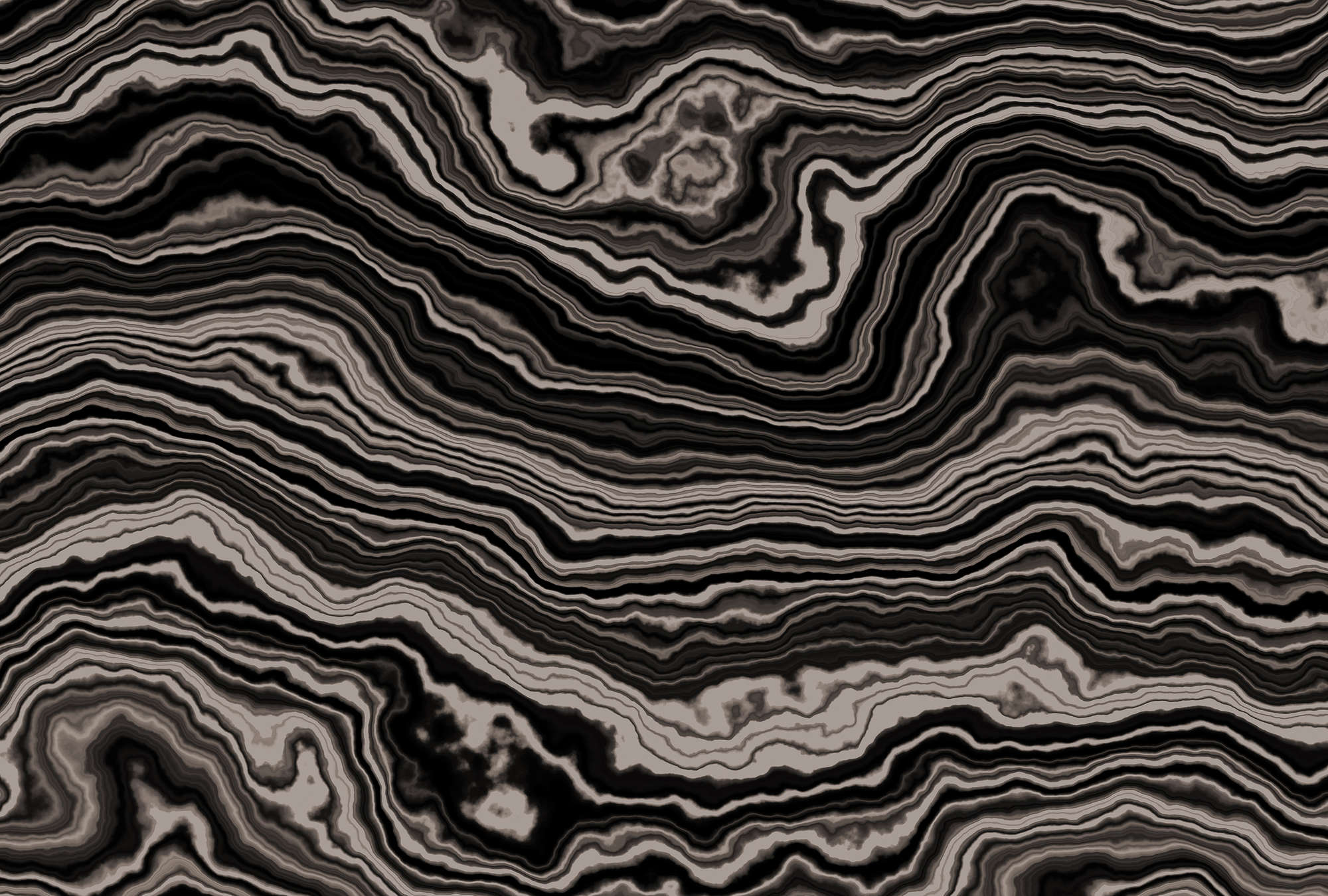             Onyx 2 - Coupe transversale d'un marbre onyx comme papier peint - beige, noir | Intissé lisse mat
        