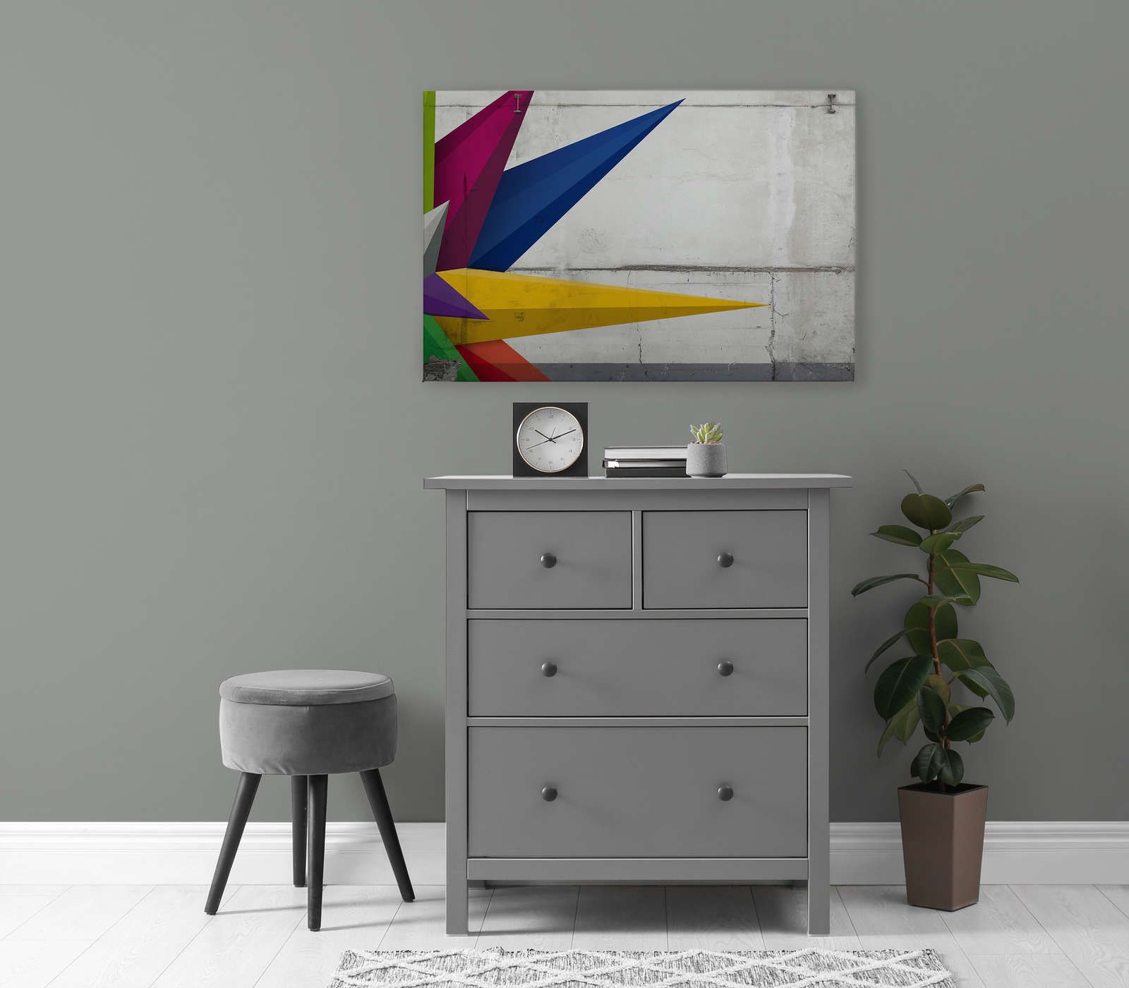             Pittura su tela effetto cemento con grafica - 0,90 m x 0,60 m
        